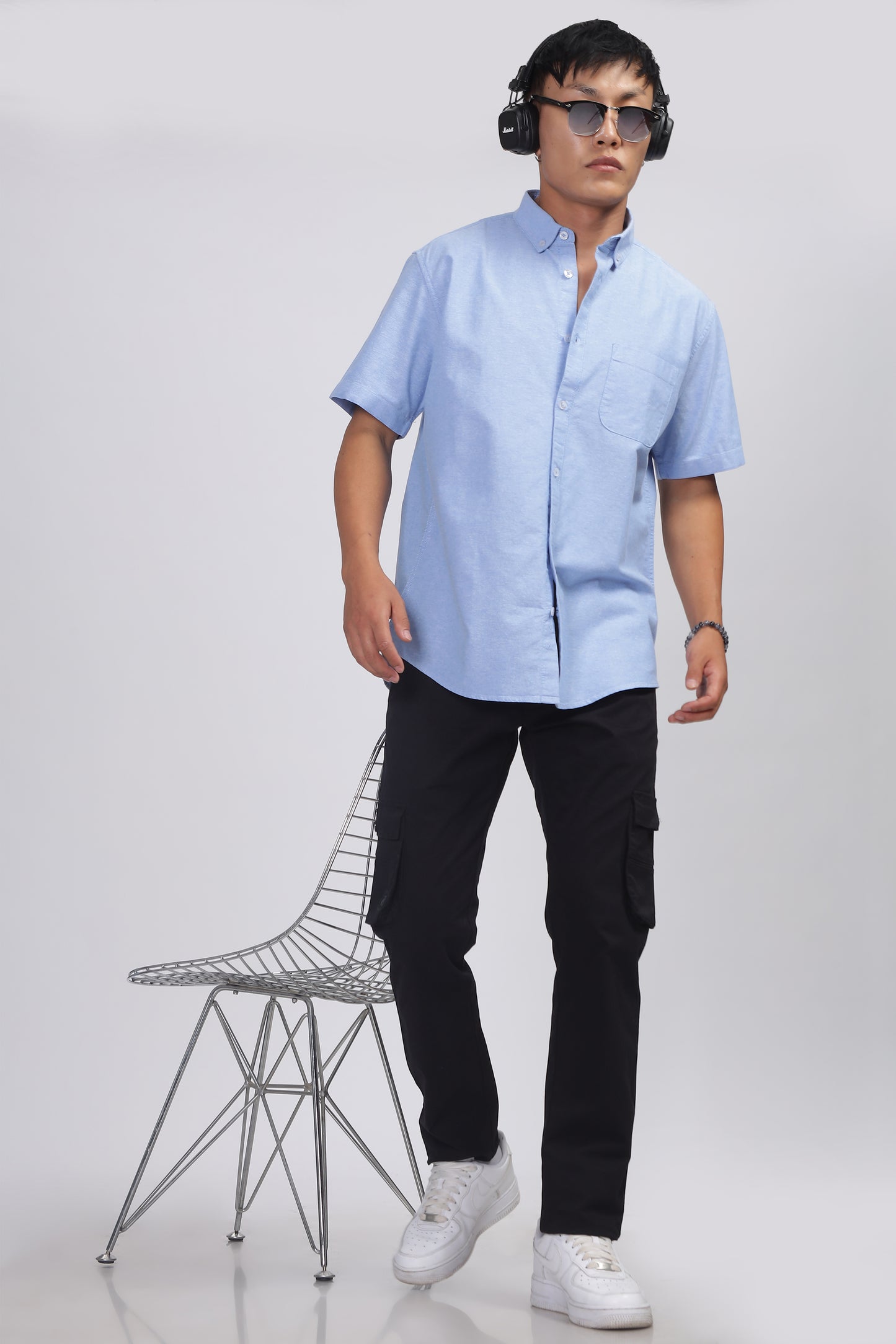 Uri Blue Button Down Oxford Shirt