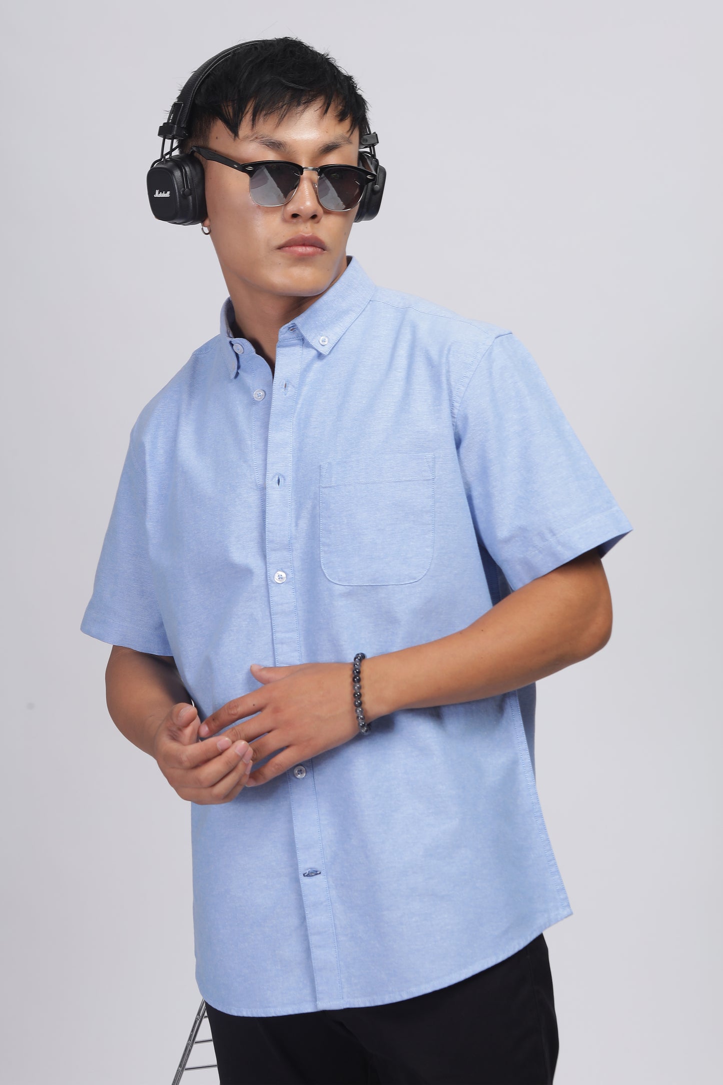 Uri Blue Button Down Oxford Shirt