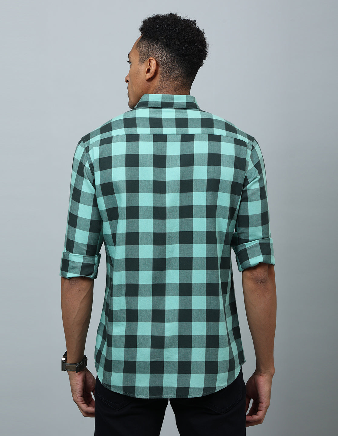 Men Green and Black Checked Casual Shirt - Kashyap Global Lifestyles LLP