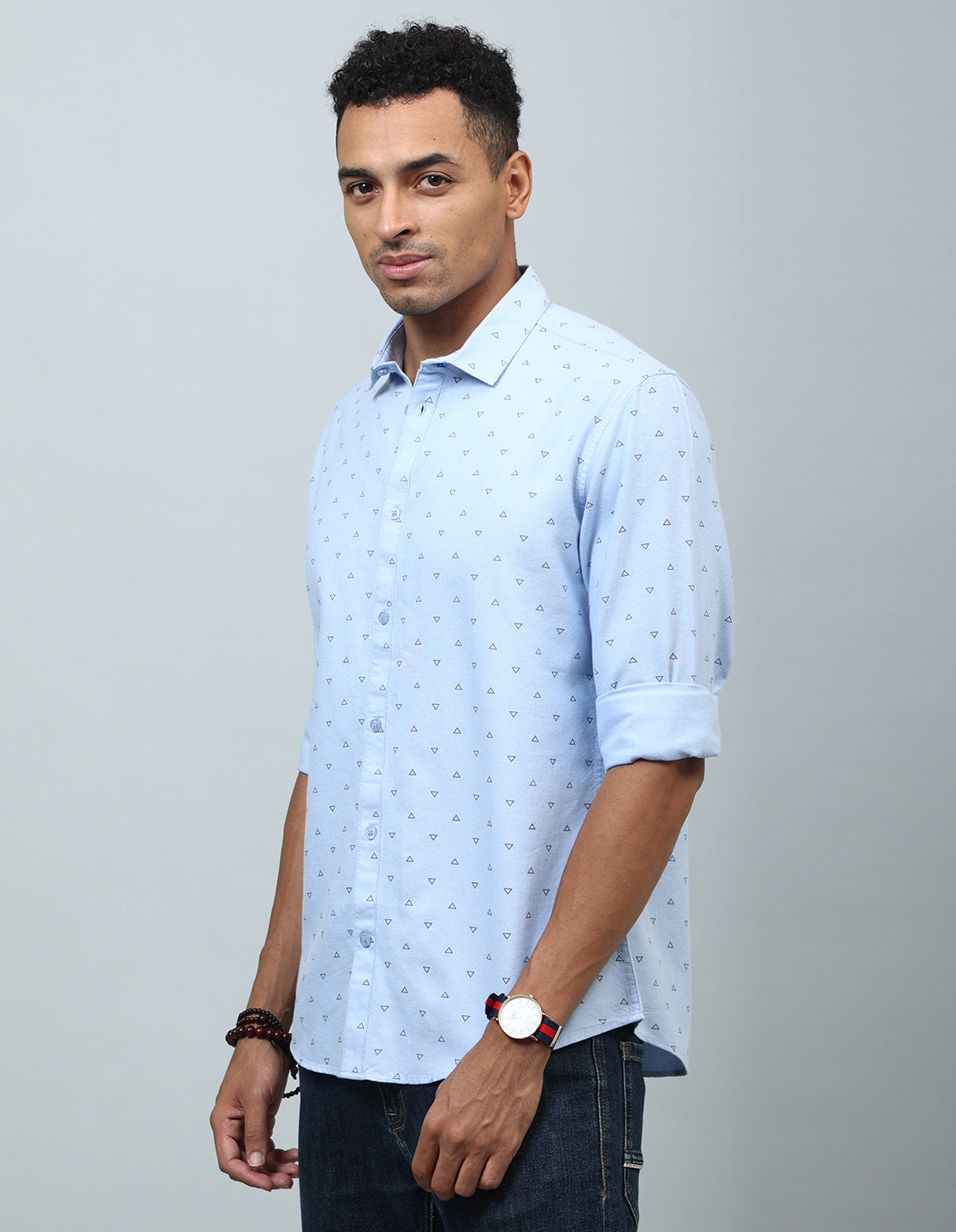 Men Blue Regular Fit Cotton Shirt - Kashyap Global Lifestyles LLP