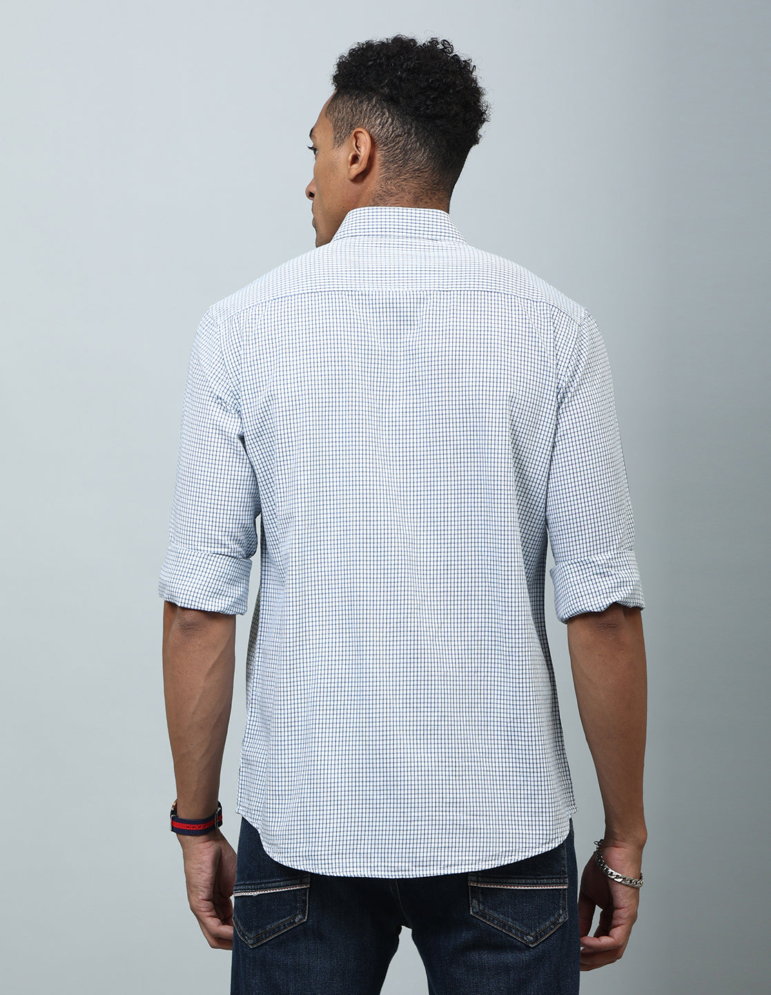 Men White Gingam Checked Casual Shirt - Kashyap Global Lifestyles LLP