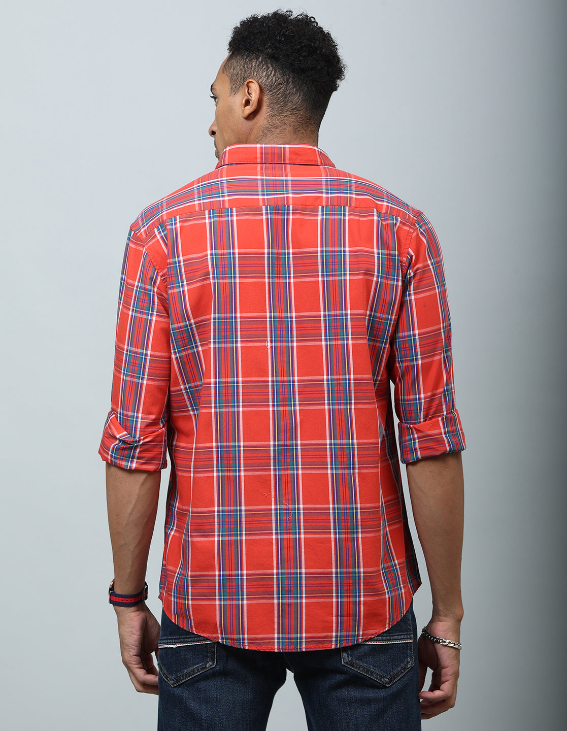 Men Red Cotton Checked Casual Shirt - Kashyap Global Lifestyles LLP