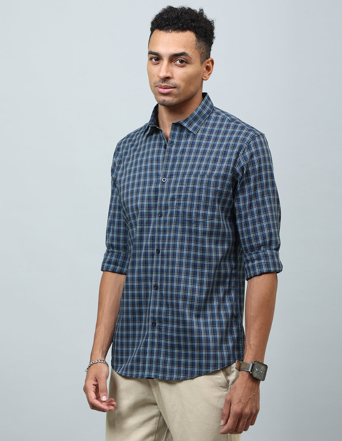 Men Dark Blue Casual Shirt - Kashyap Global Lifestyles LLP