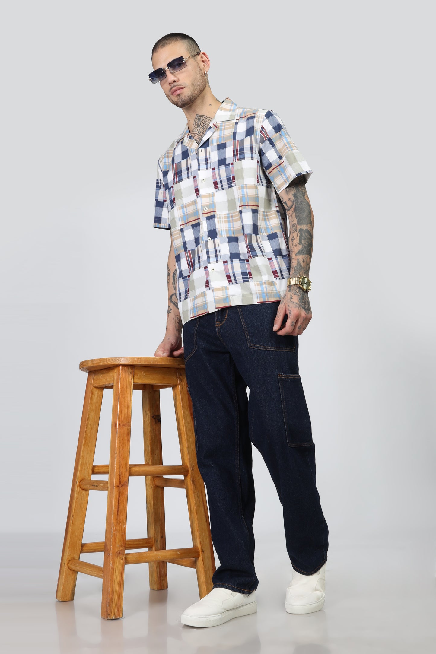 Uri Patch Work Multicolor Half Sleeve Shirt