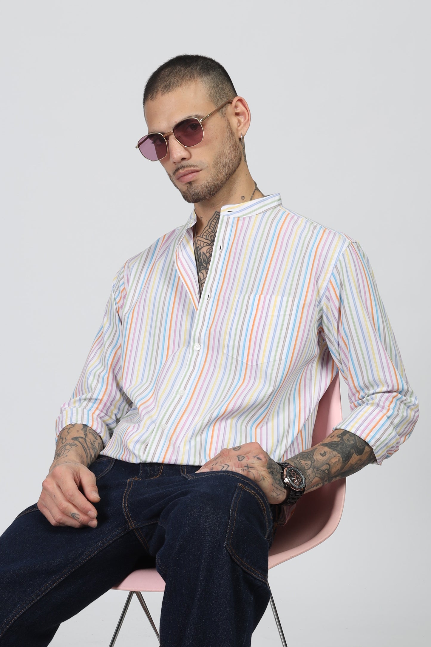 Uri Multicolor Rainbow Stripe Shirt