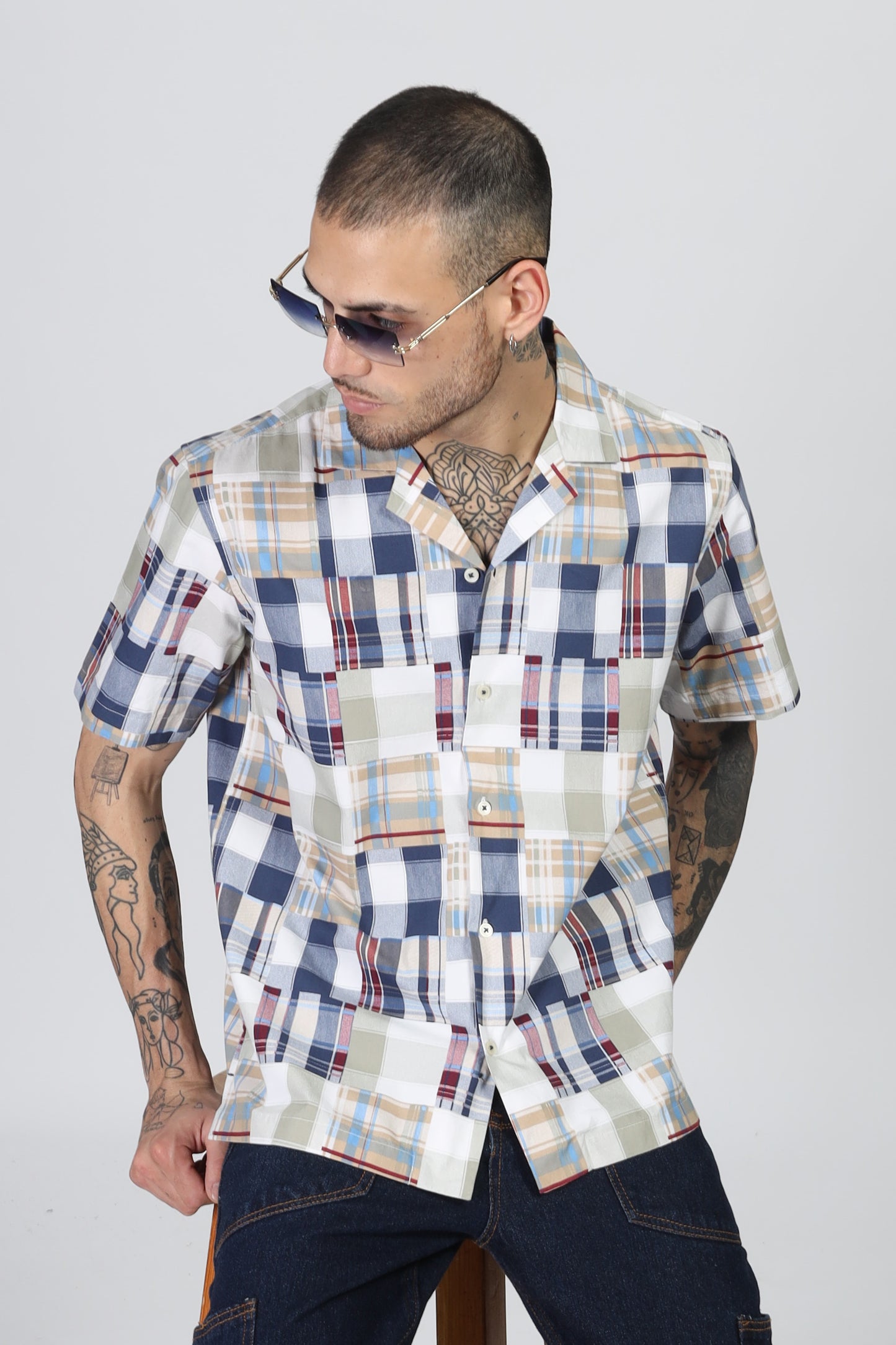 Uri Patch Work Multicolor Half Sleeve Shirt