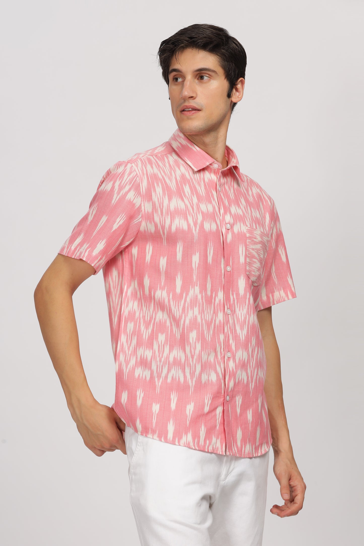 Uri Pink Ikat Regular Fit Casual Shirt