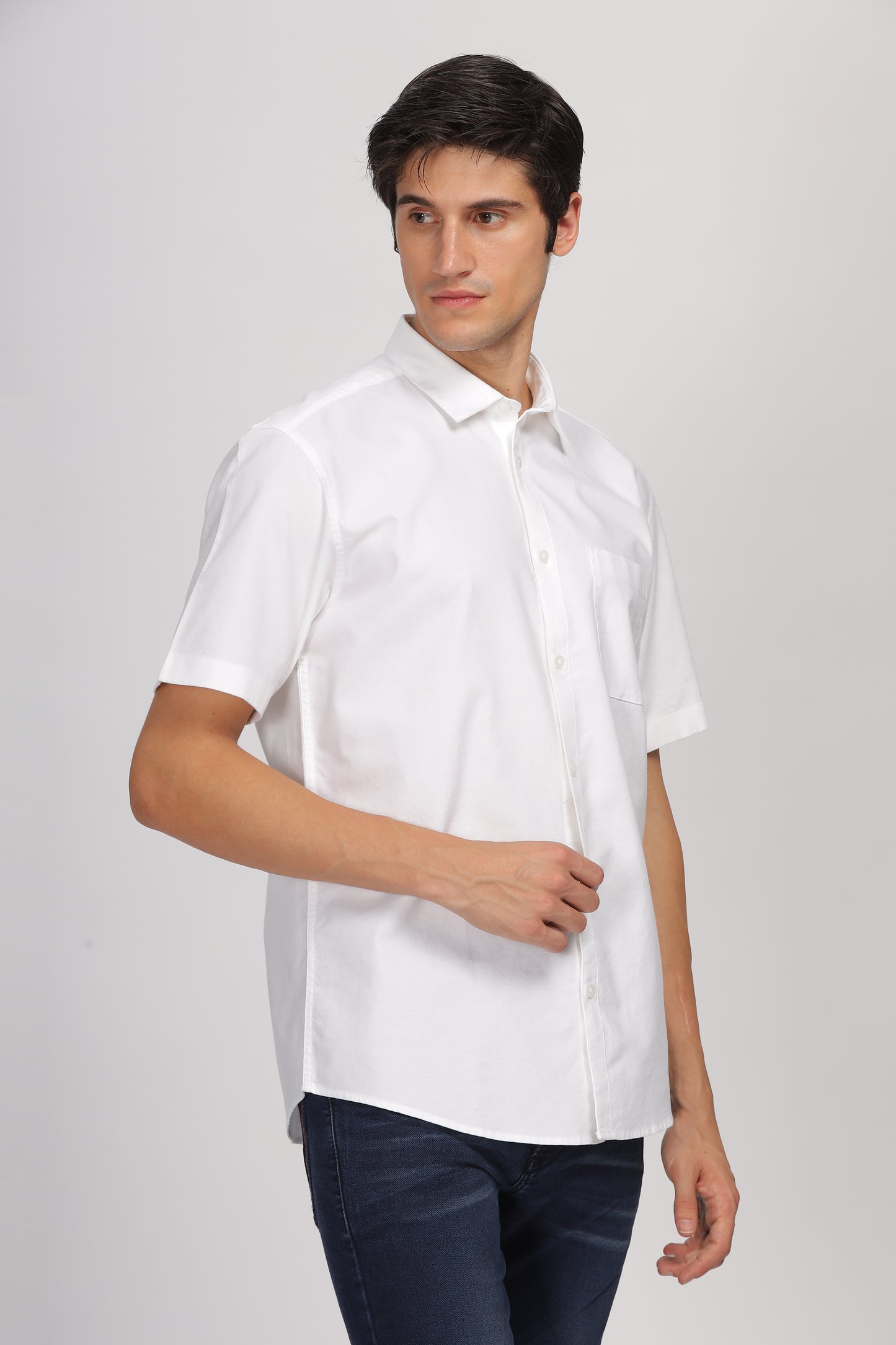 Uri Half Sleeve Classic White Oxford Shirt