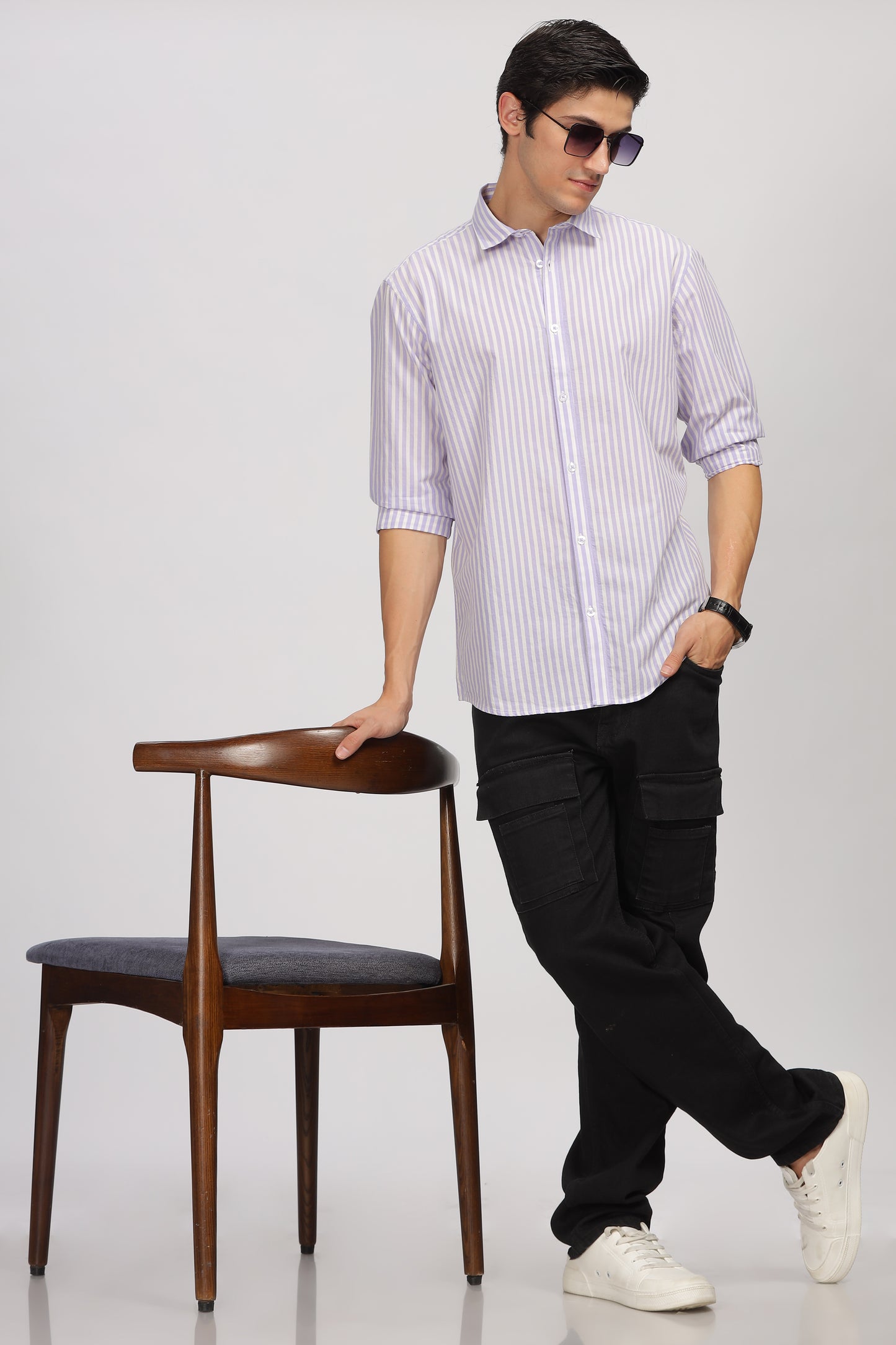 Uri Purple Stripe Full Sleeve Shirt