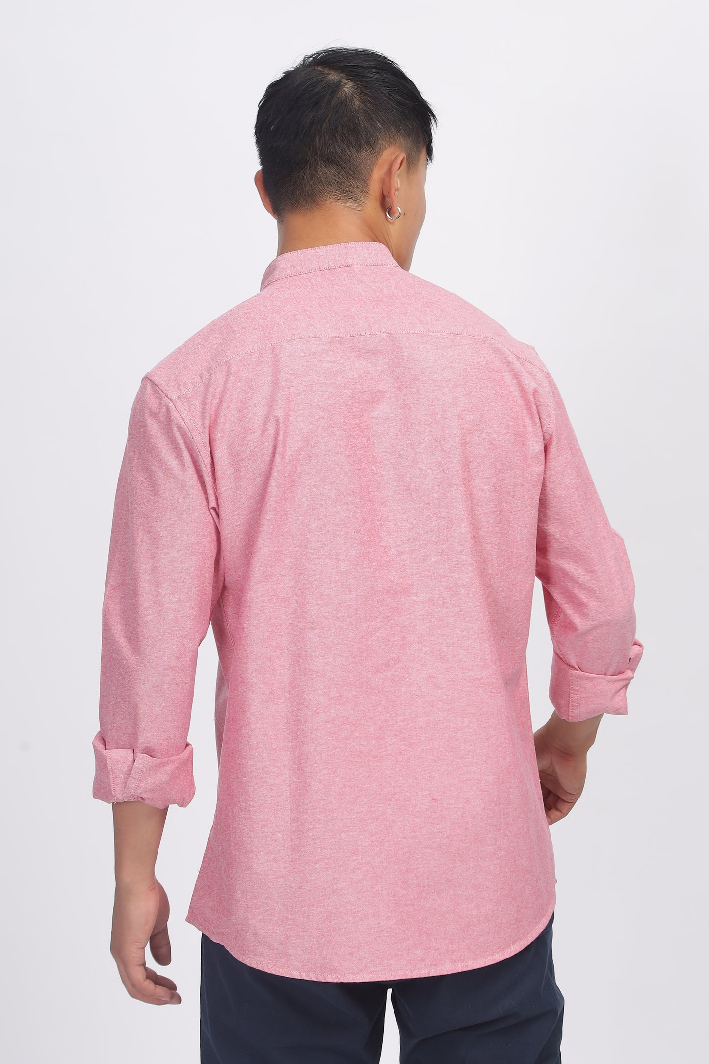 Uri Mauve Mandarin Collar Oxford Shirt