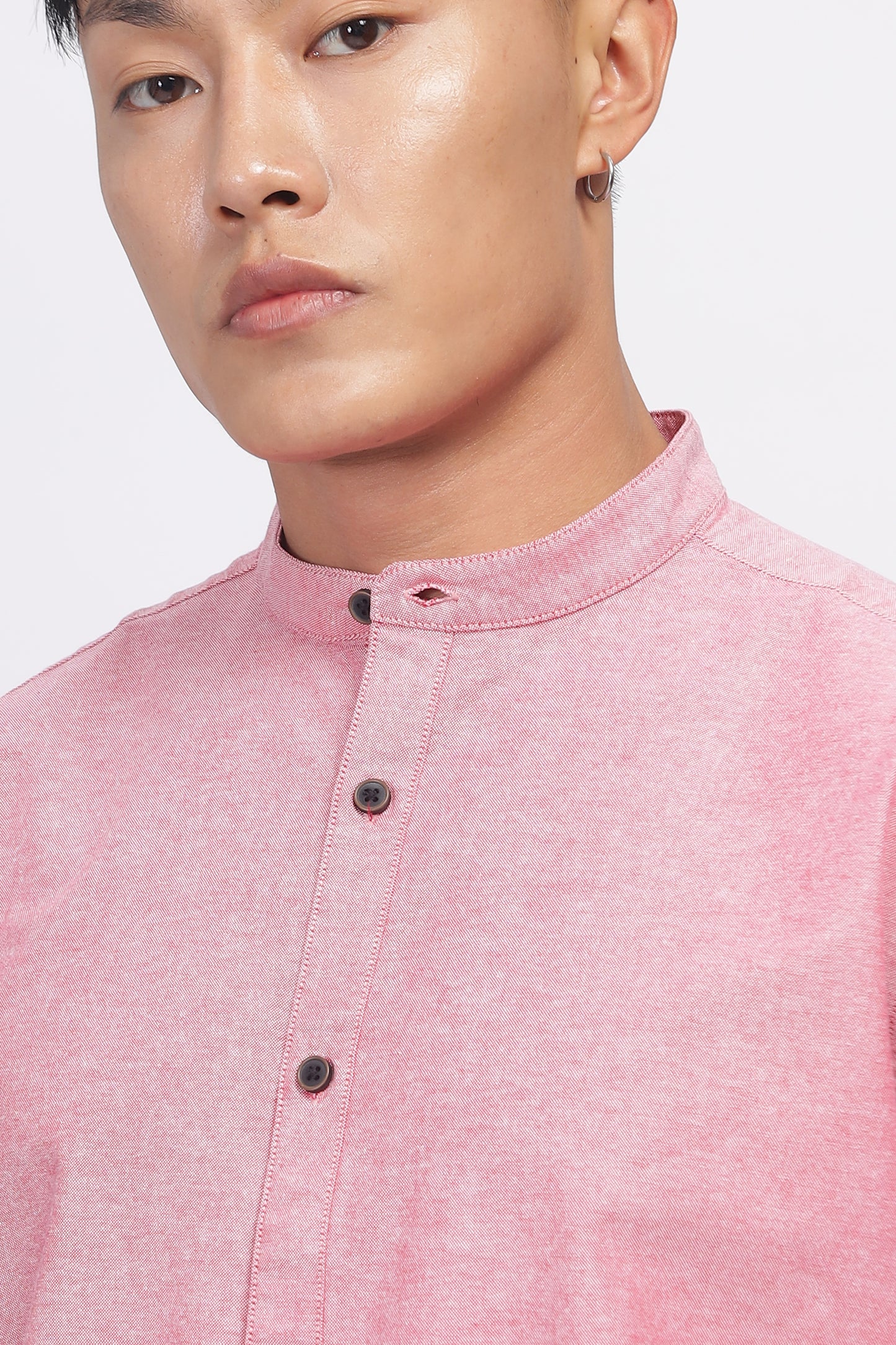 Uri Mauve Mandarin Collar Oxford Shirt