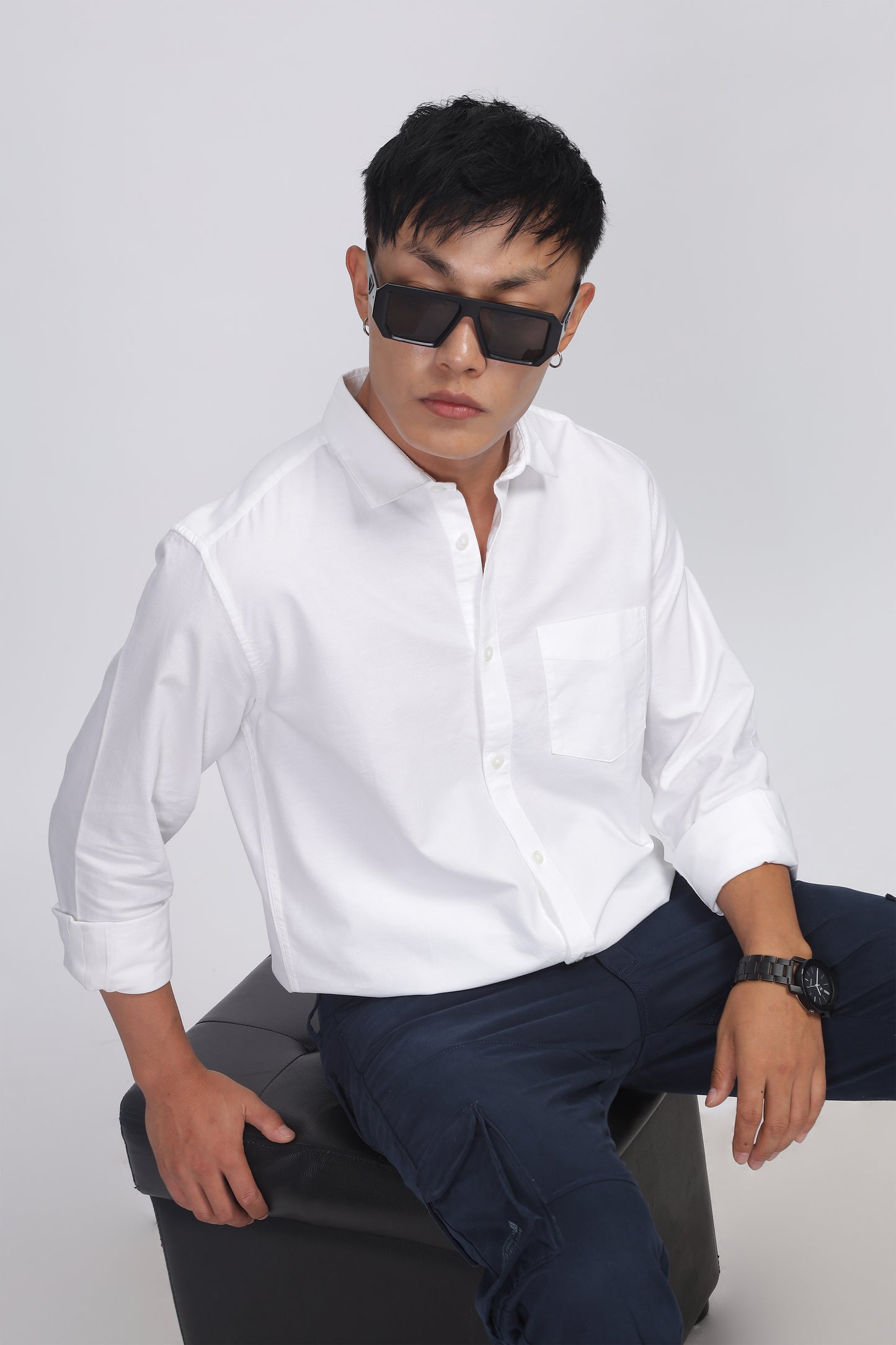 Uri Classic White Oxford Solid Shirt