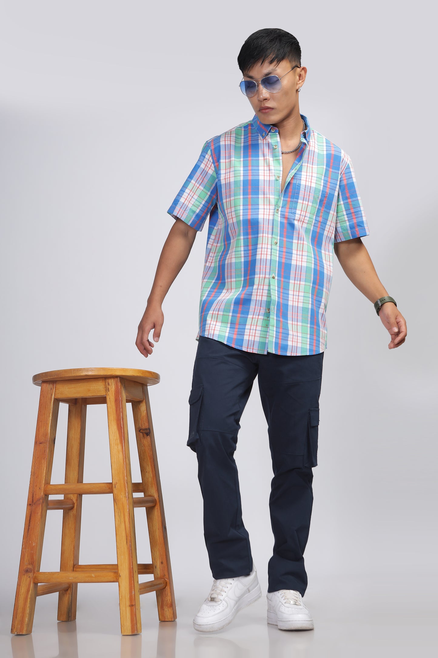 Uri Multicolor Checked Half Sleeve Shirt