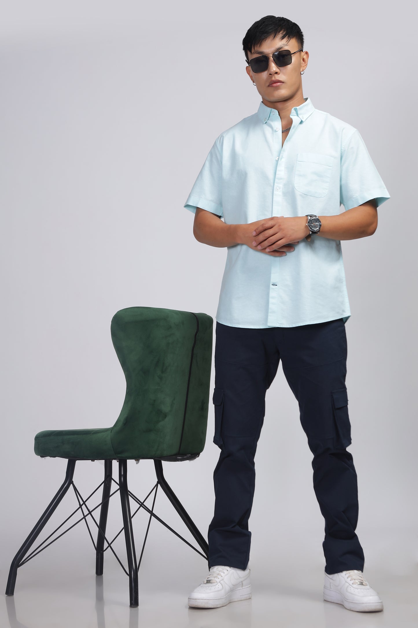 Uri Turquoise Button Down Oxford Shirt