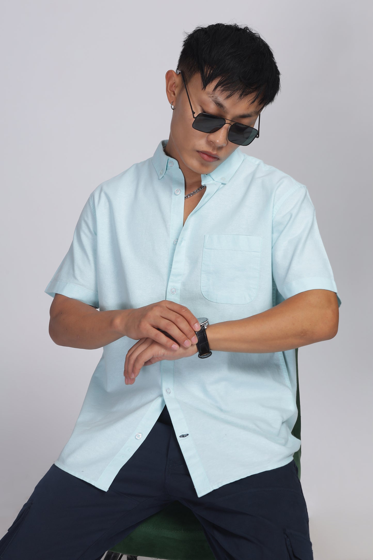 Uri Turquoise Button Down Oxford Shirt
