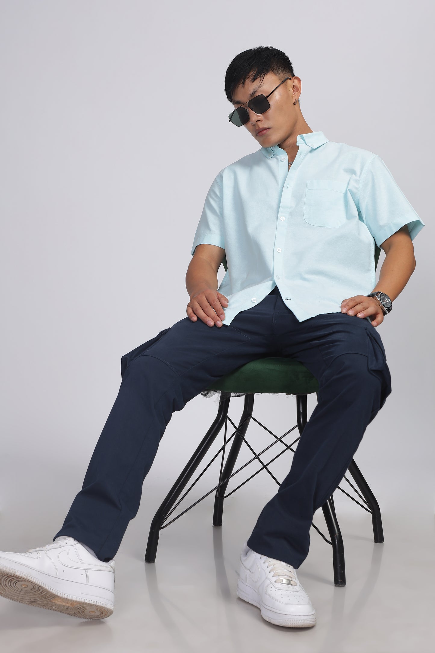 Uri Turquoise Button Down Oxford Shirt