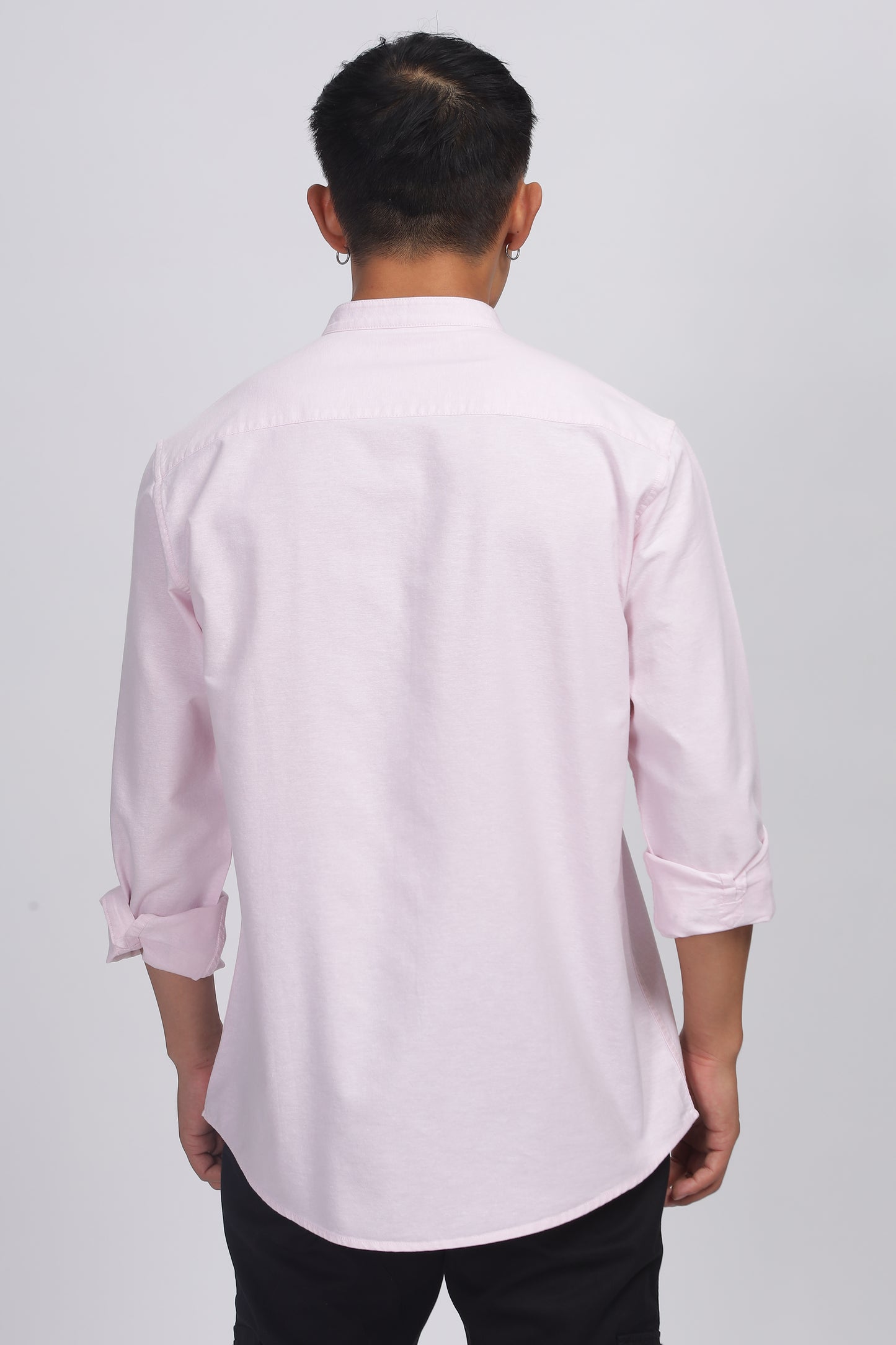 Uri Baby Pink Mandarin Collar Oxford Shirt