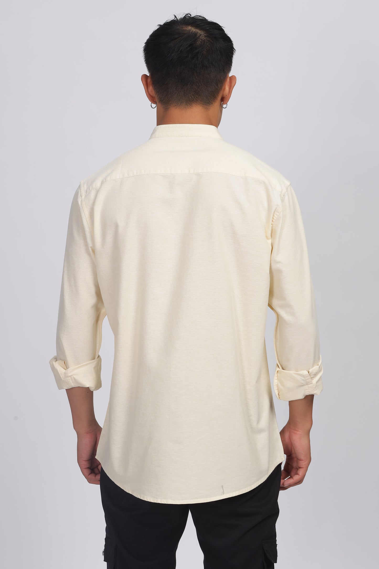 Uri Yellow Mandarin Collar Oxford Shirt