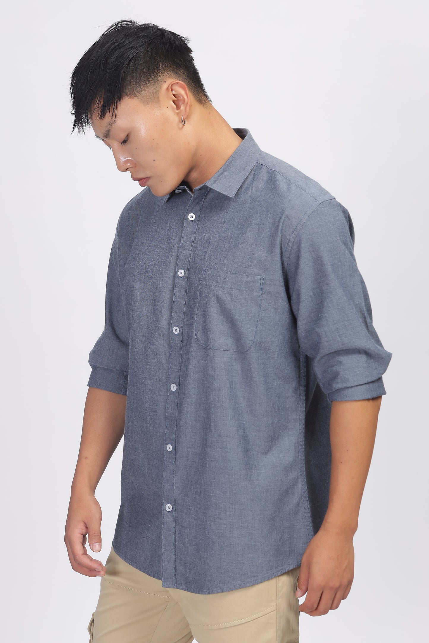 Uri Dark Grey Spread Collar Shirt