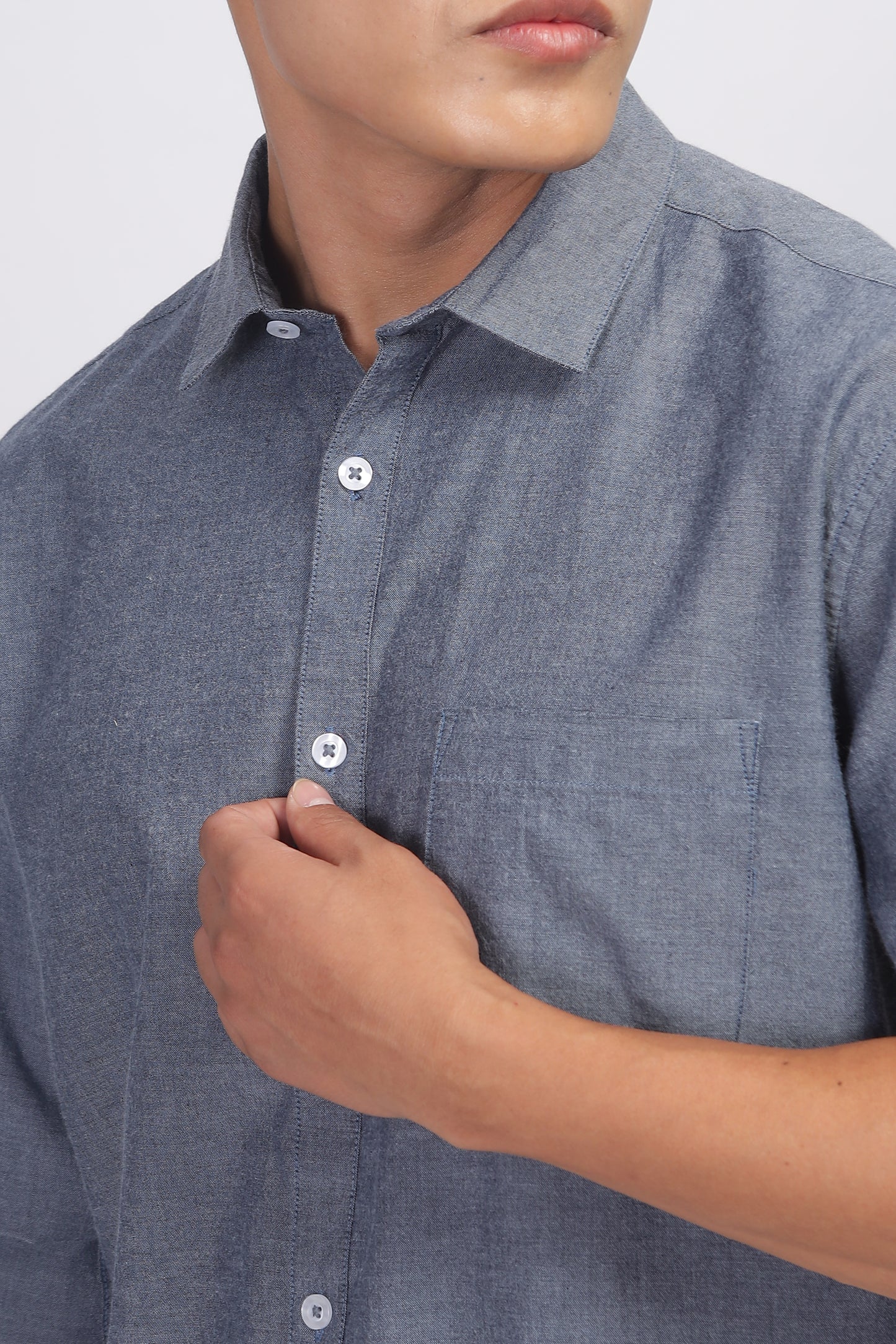 Uri Dark Grey Spread Collar Shirt