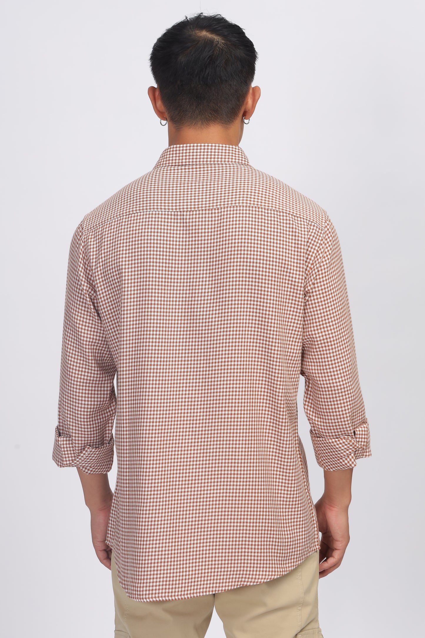 Uri Brown Gingham Check Cotton Shirt