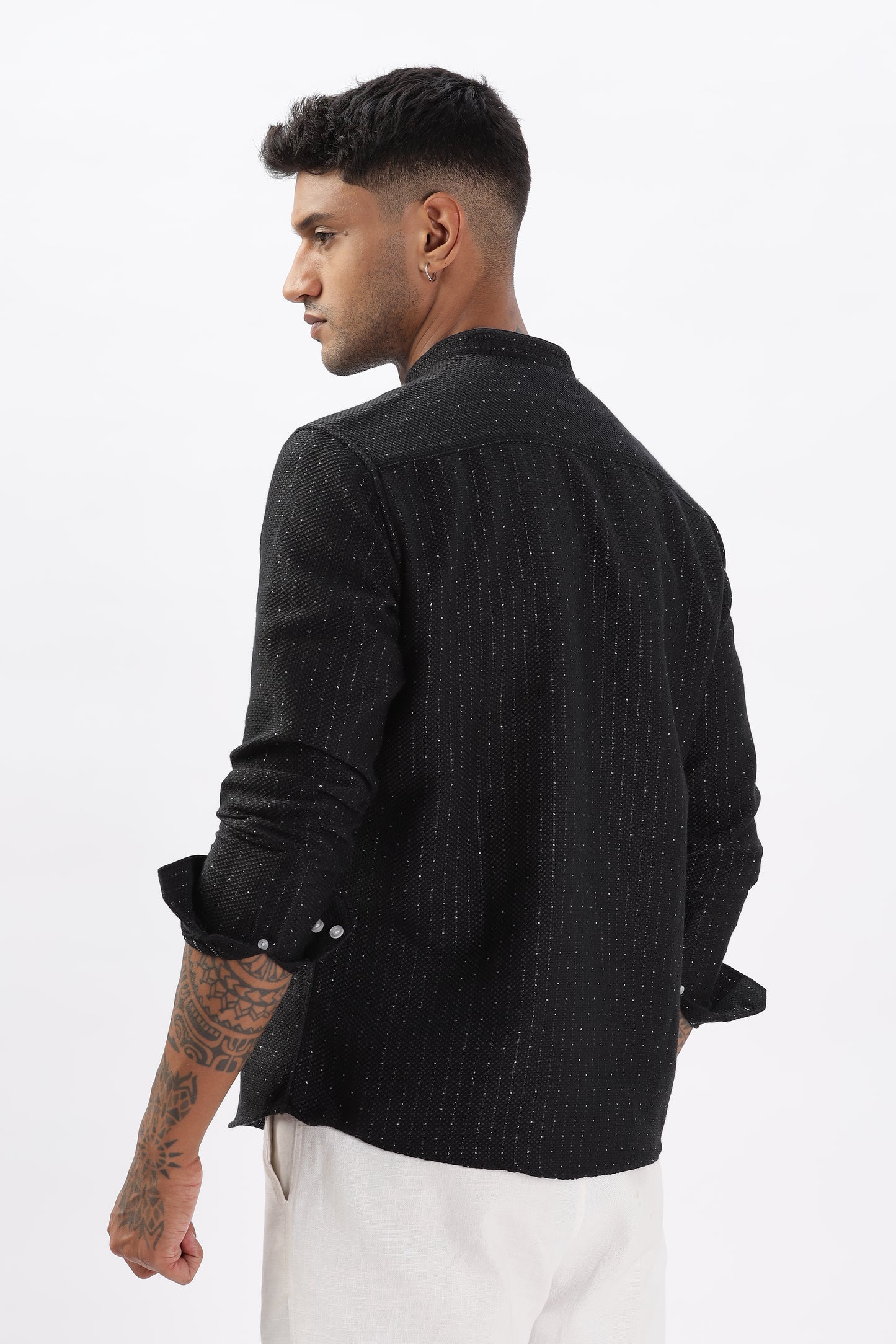 Uri Black Self Design Short Kurta