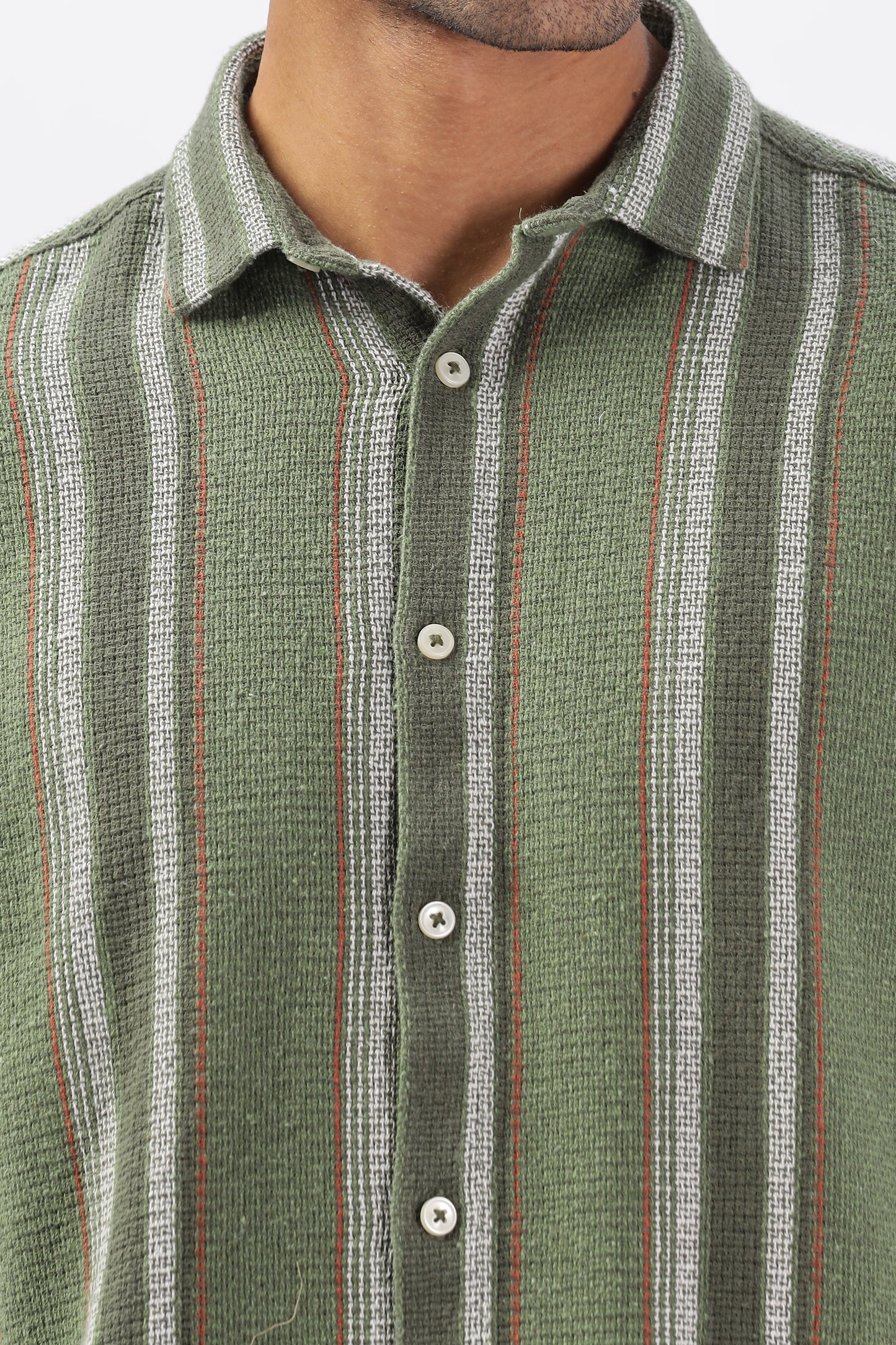 Uri Green Matte Weave Half Sleeve Shirt