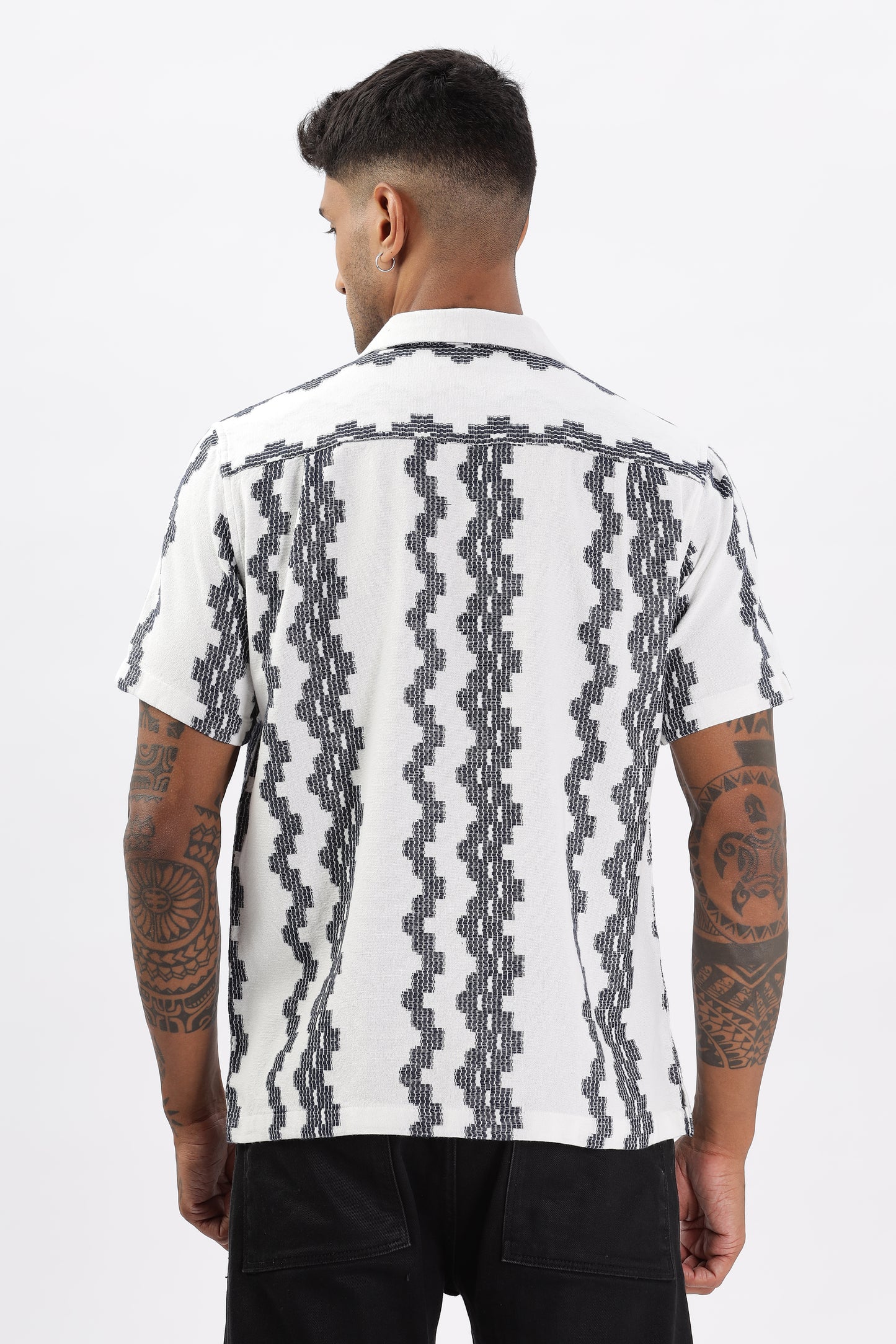 Uri White Crochet Resort Fit Cotton Shirt