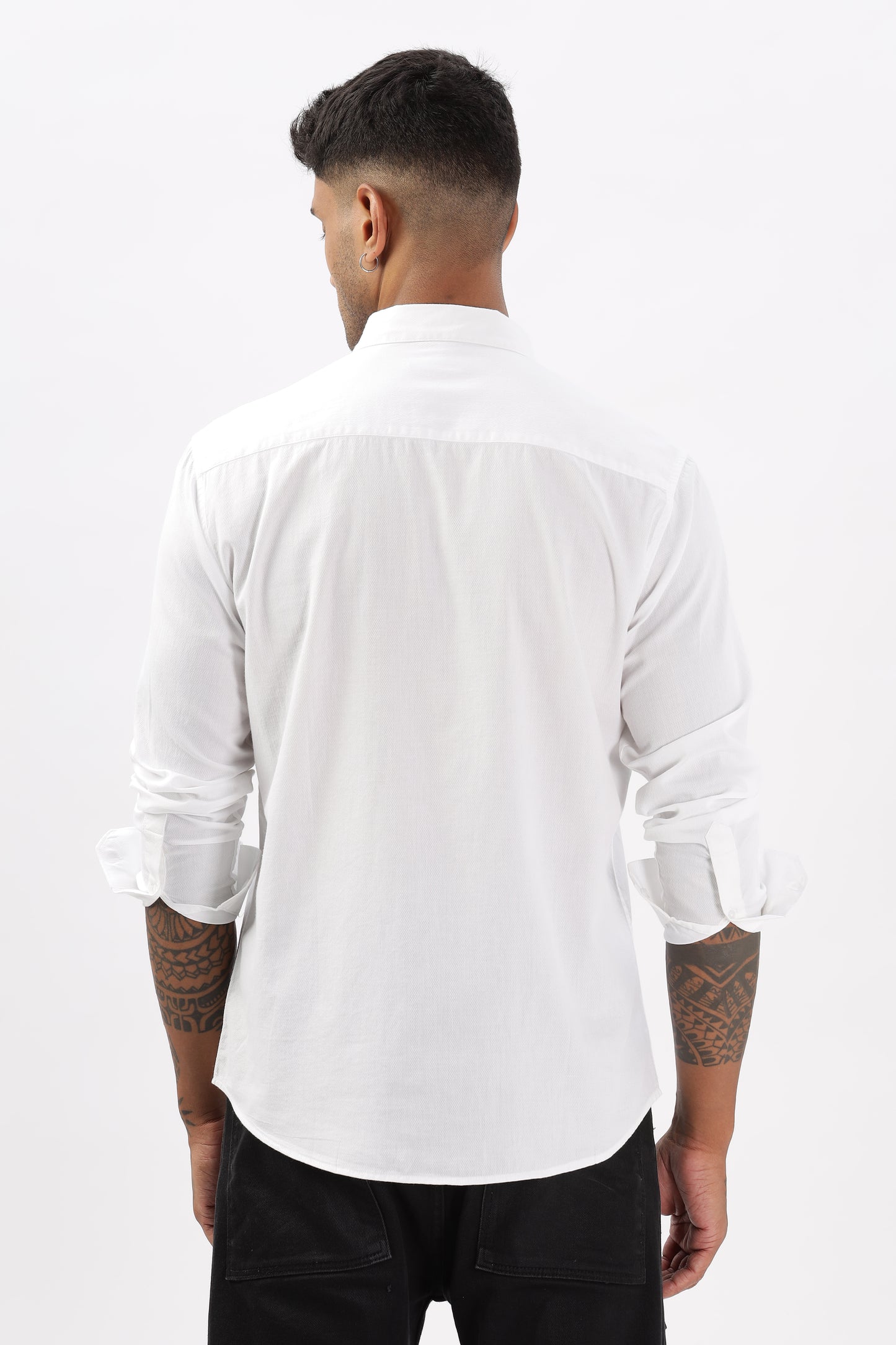 Uri White Dobby Textured Casual Shirt