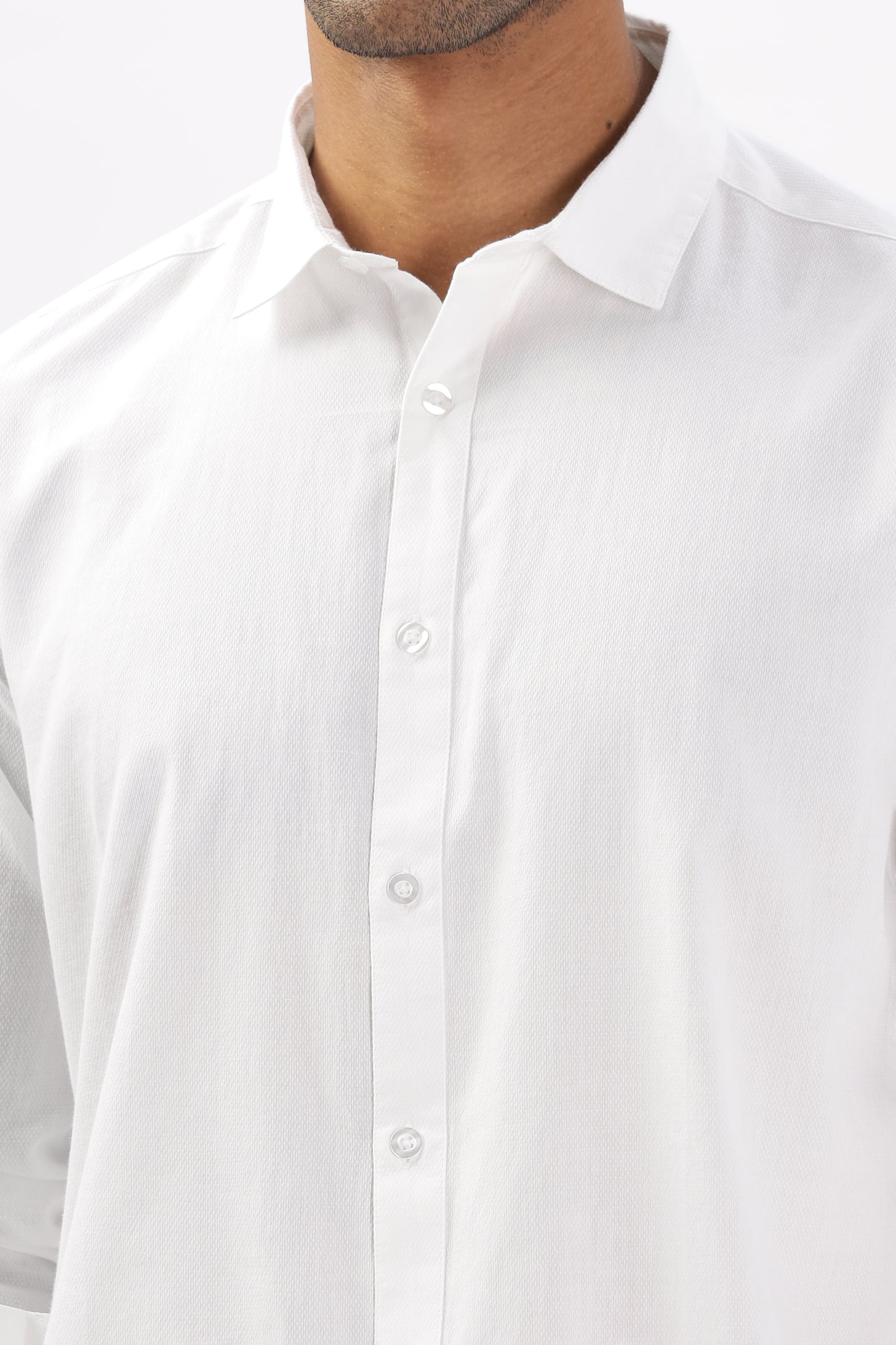 Uri White Dobby Textured Casual Shirt