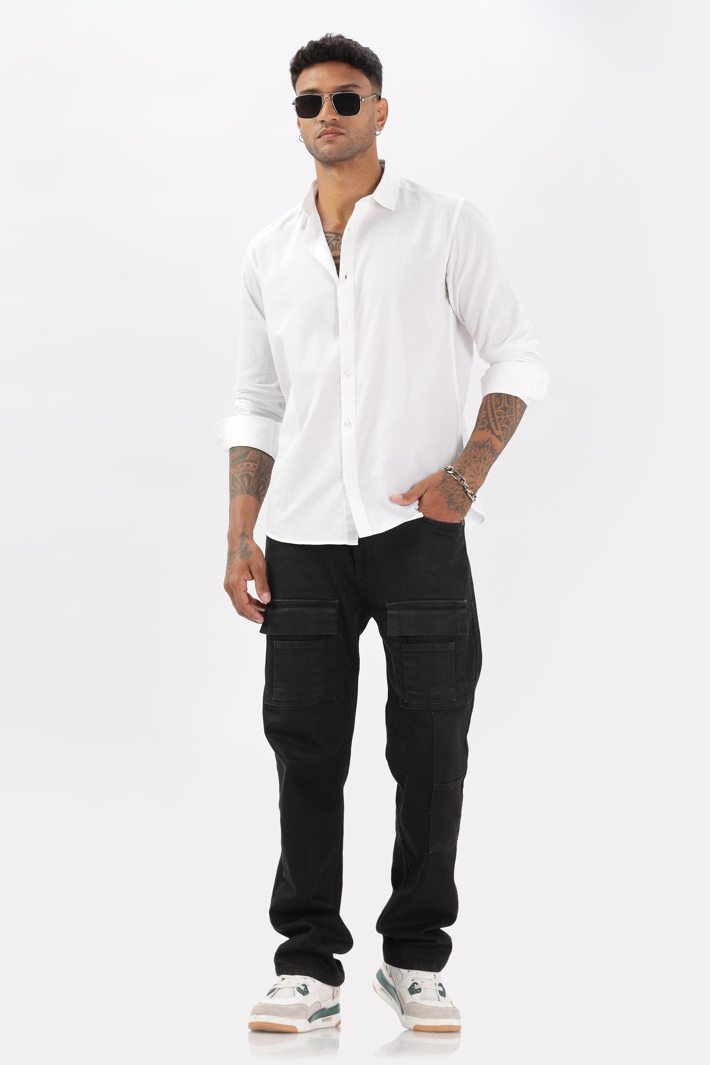 Uri White Dobby Textured Casual Shirt