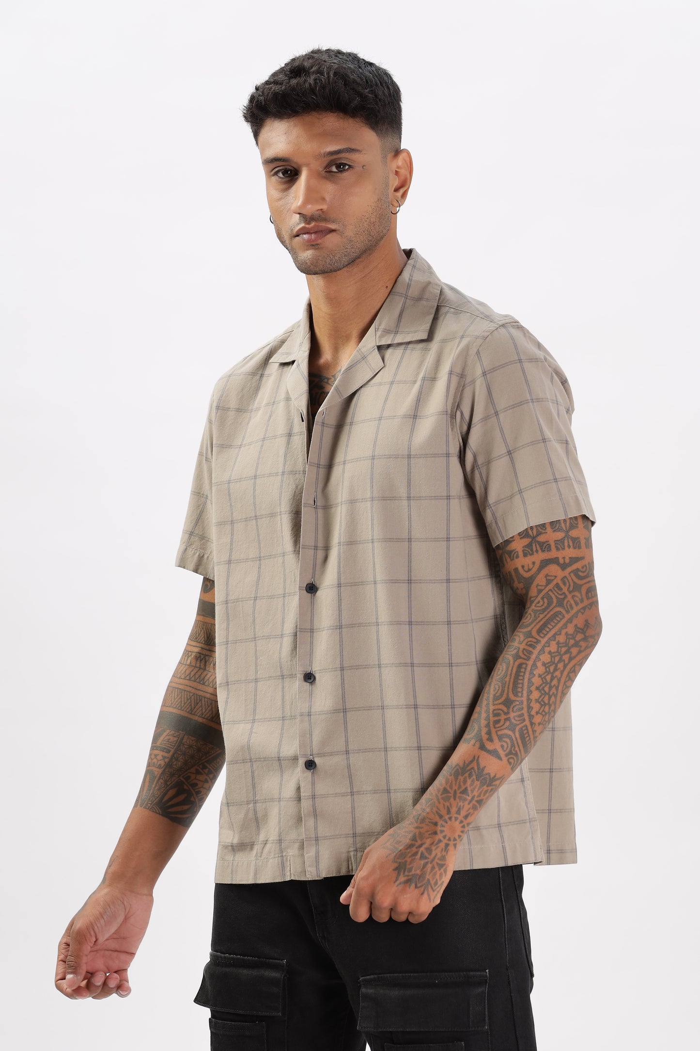 Uri Brown Checked Cotton Casual Shirt