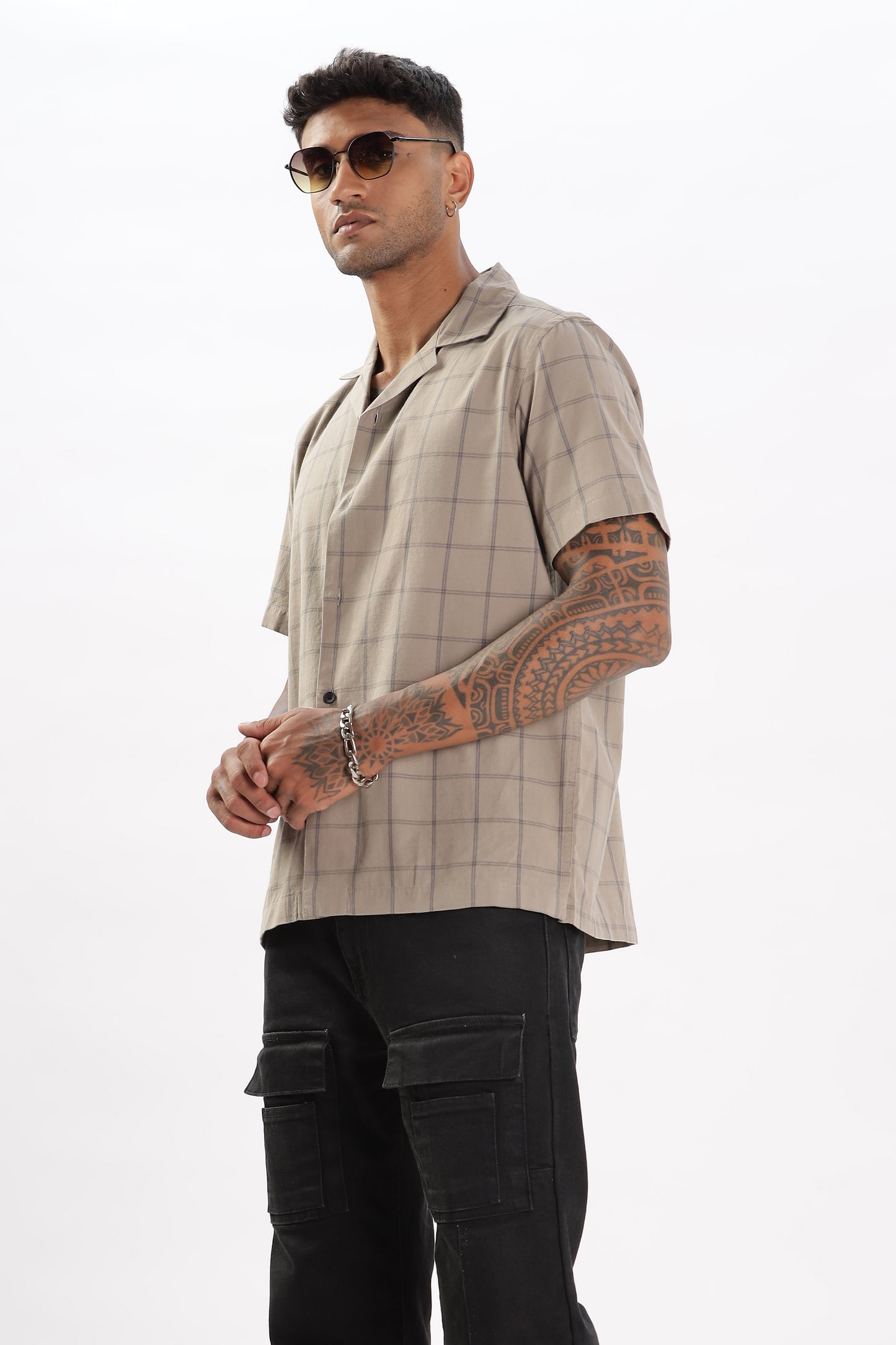 Uri Brown Checked Cotton Casual Shirt