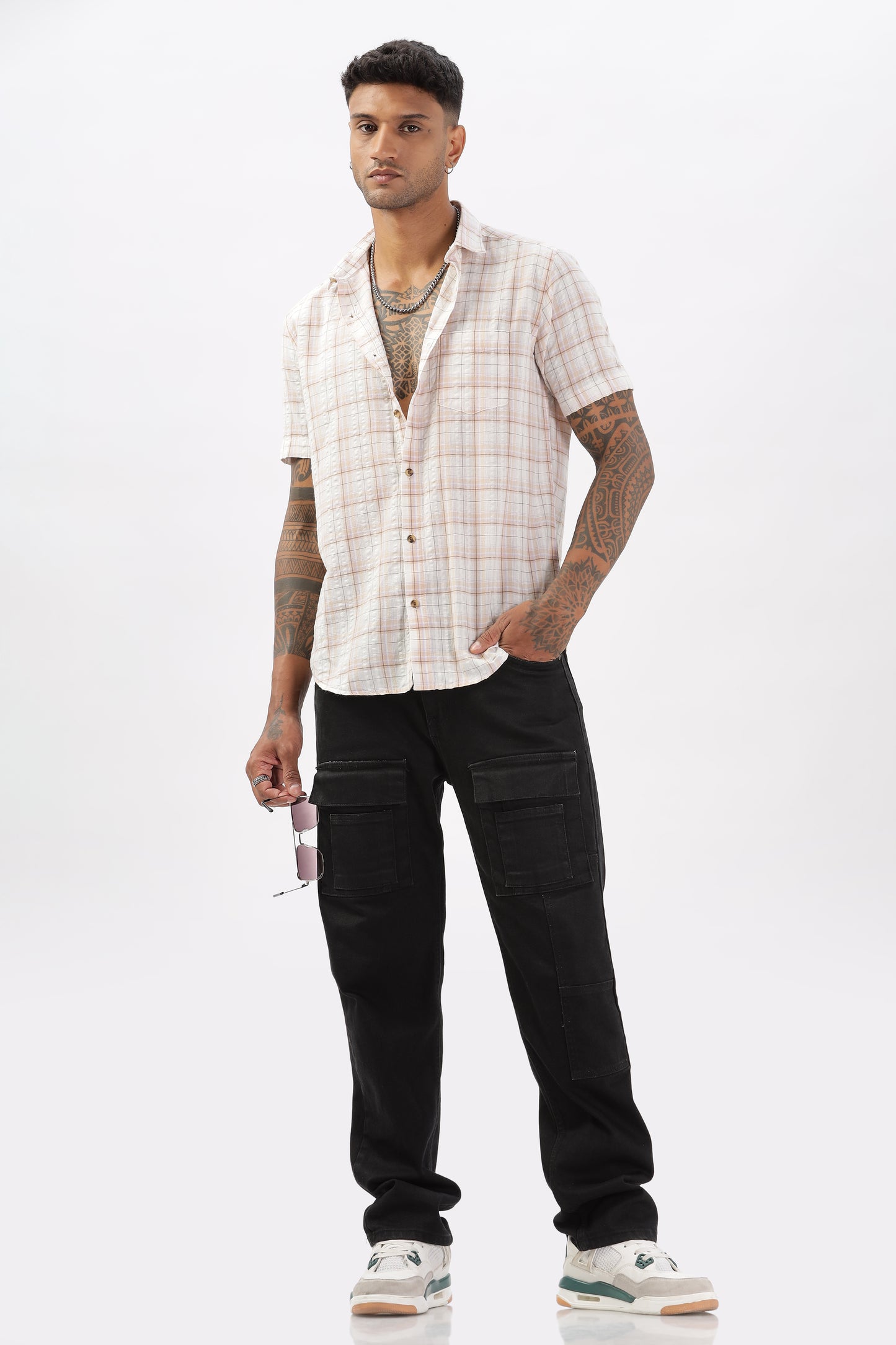 Uri Cream Seersucker Casual Shirt