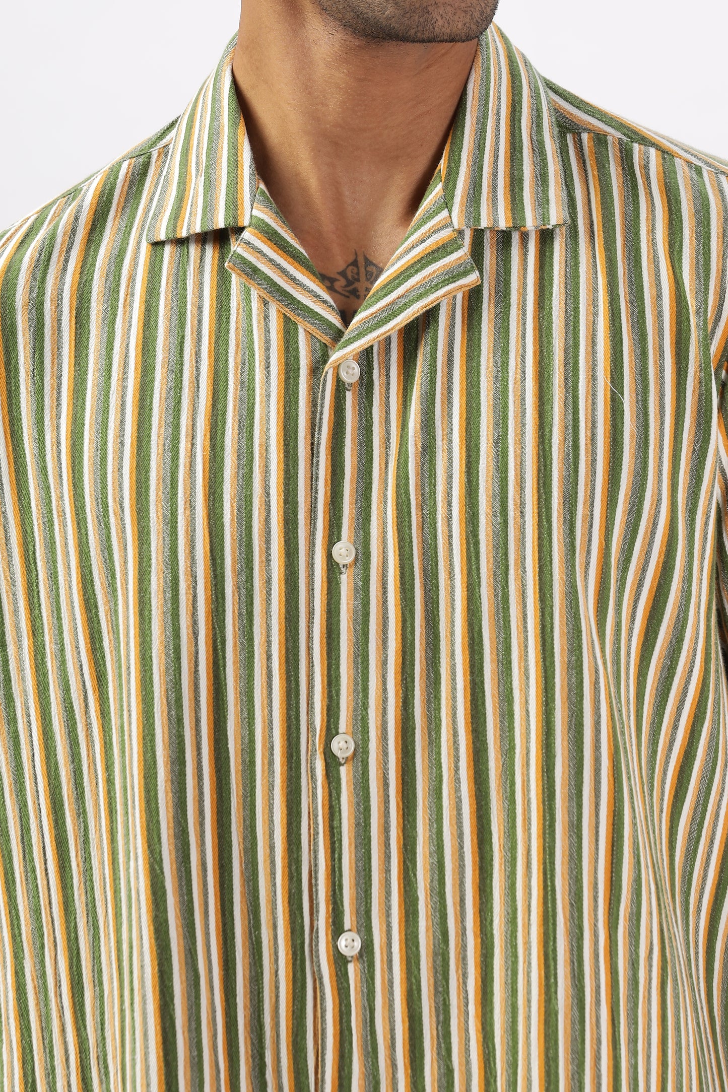 Uri Multicolor Stripe Textured Cuban Collar Shirt