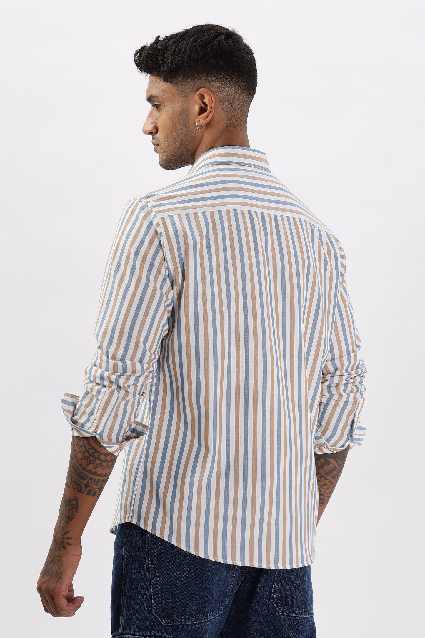 Uri Multicolor Vertical Stripe Casual Cotton Shirt