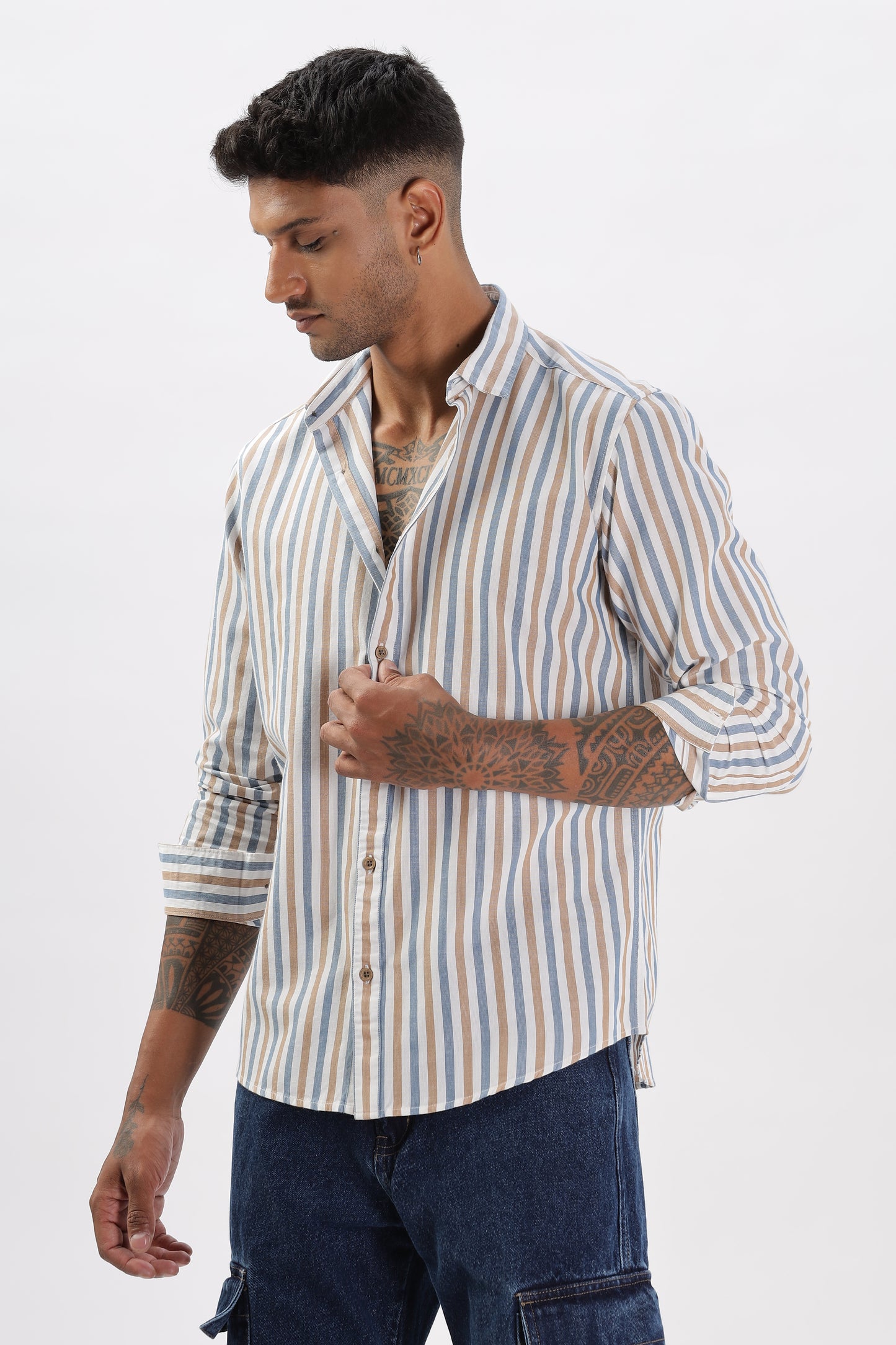 Uri Multicolor Vertical Stripe Casual Cotton Shirt