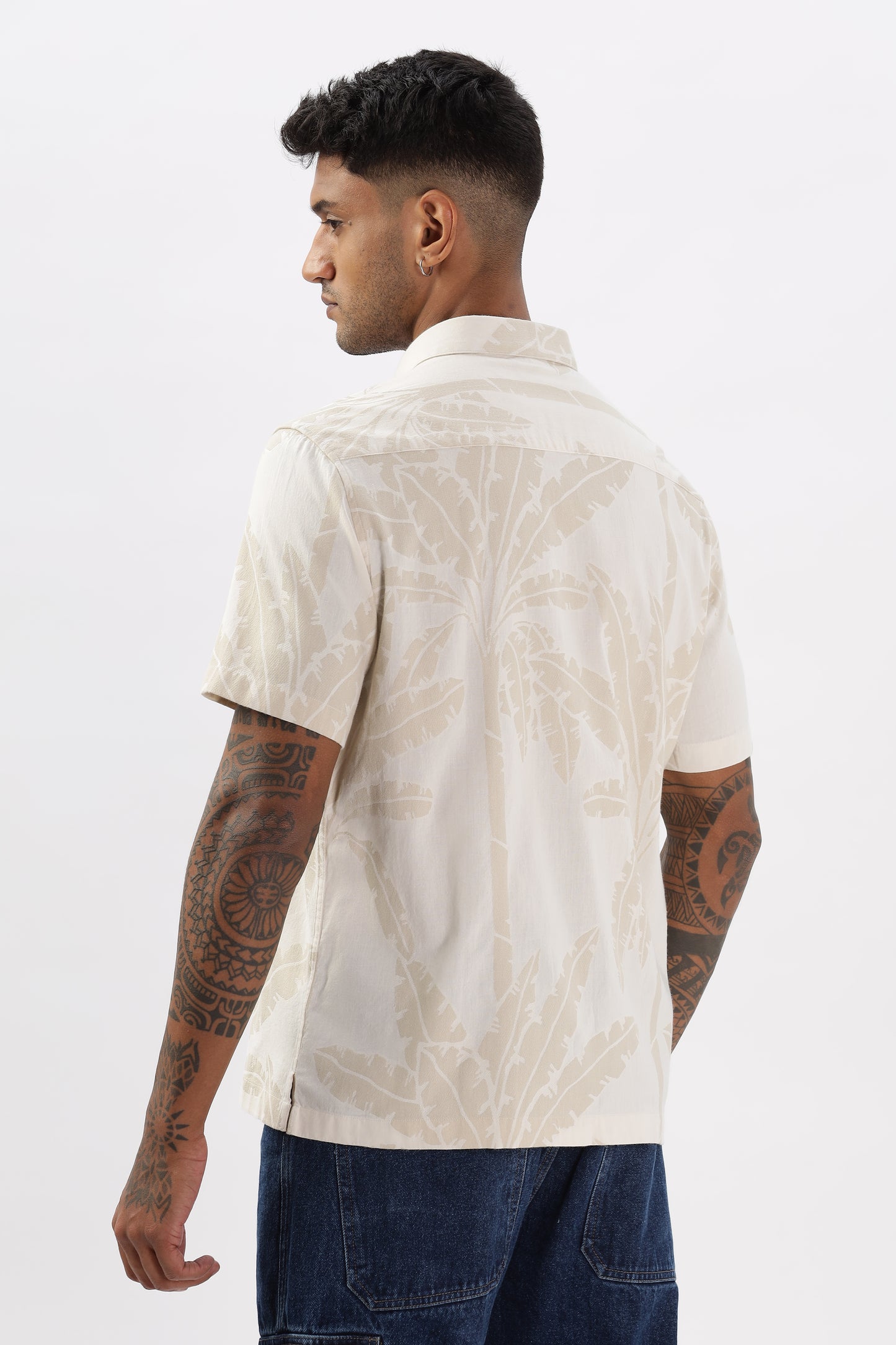 Uri Cream Floral Print Boxy Shirt