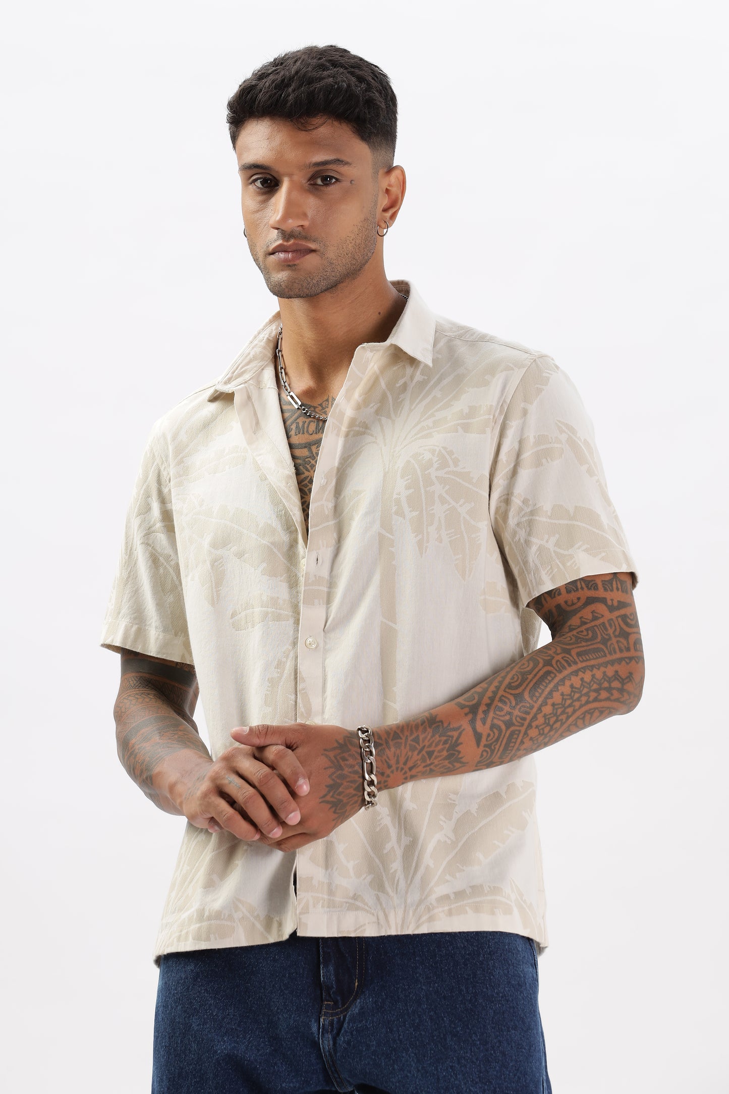 Uri Cream Floral Print Boxy Shirt