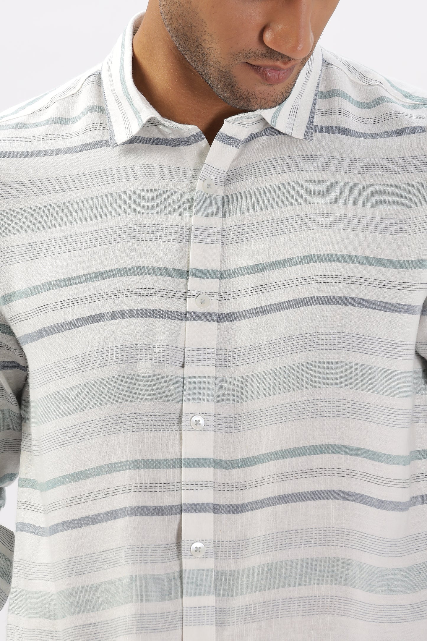 Uri Horizontal Stripe Linen Casual Shirt