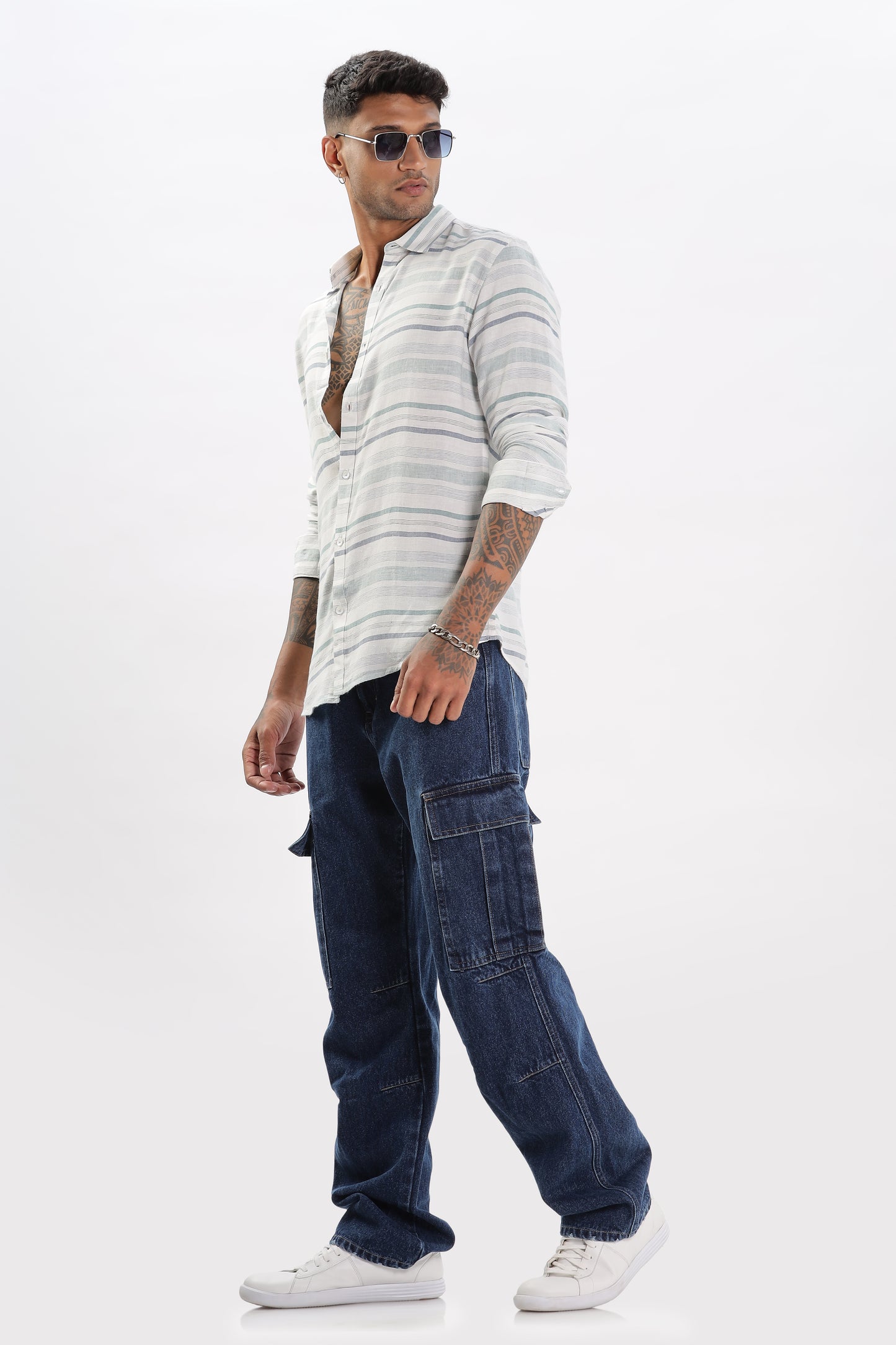 Uri Horizontal Stripe Linen Casual Shirt