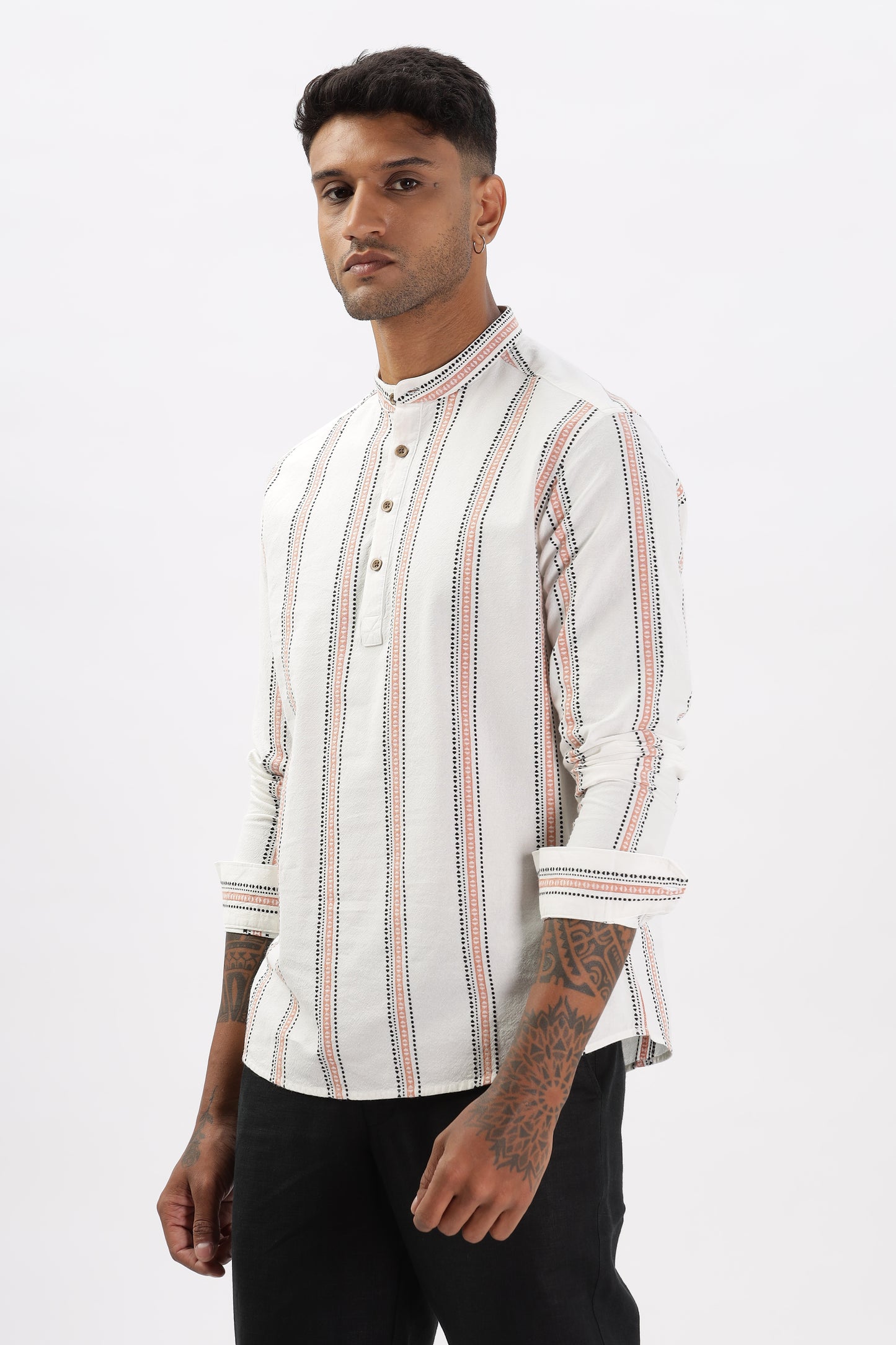 Uri Dobby Texture Off White Short Kurta