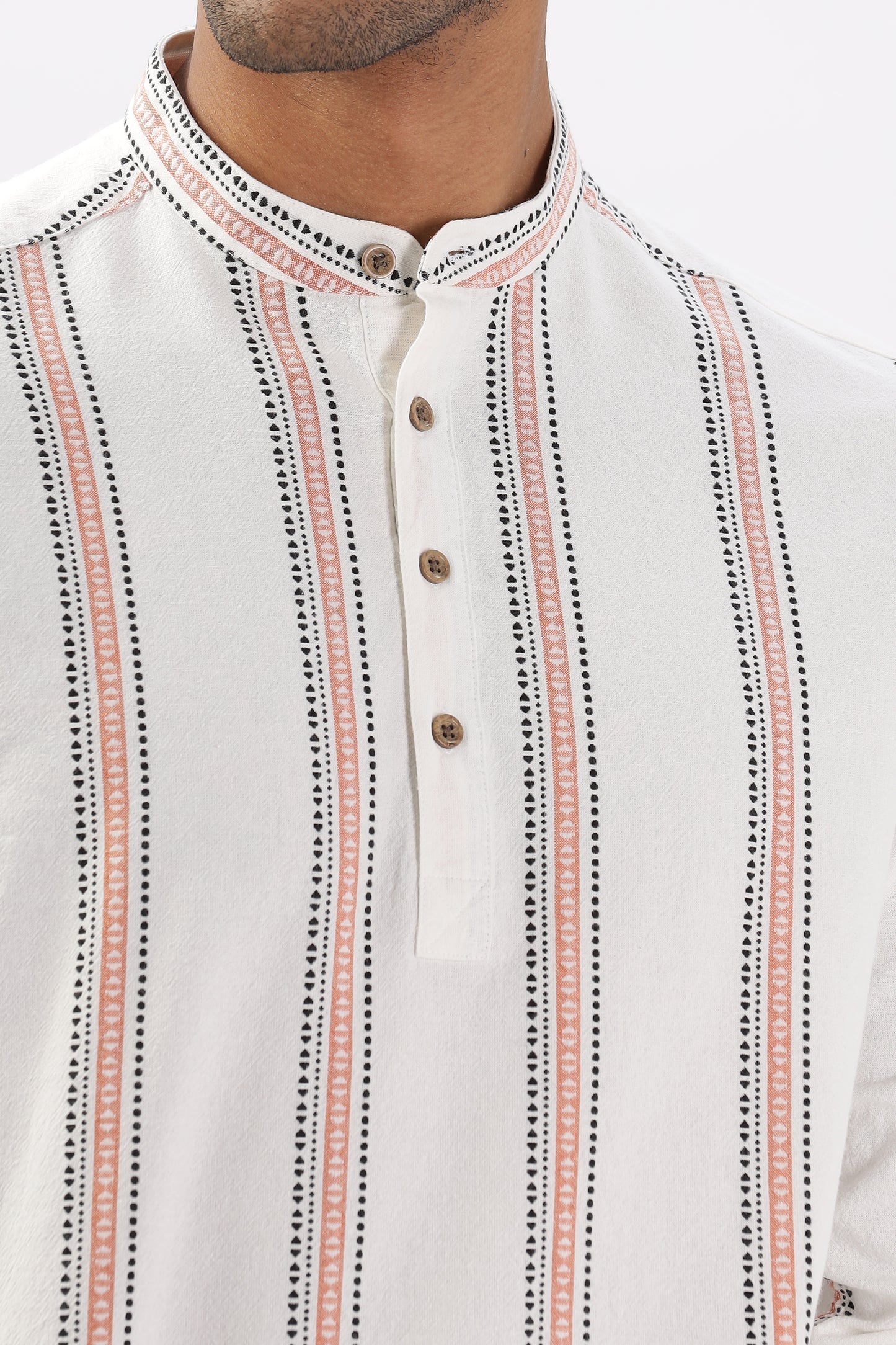 Uri Dobby Texture Off White Short Kurta