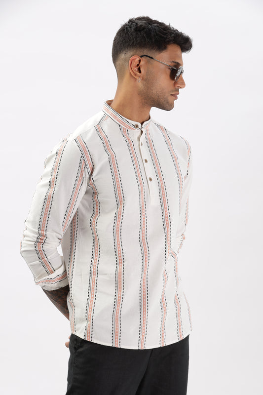 Uri Dobby Texture Off White Short Kurta