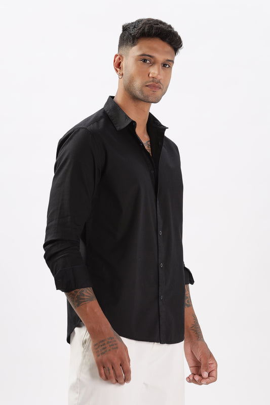 Uri Black Dobby Textured Casual Shirt