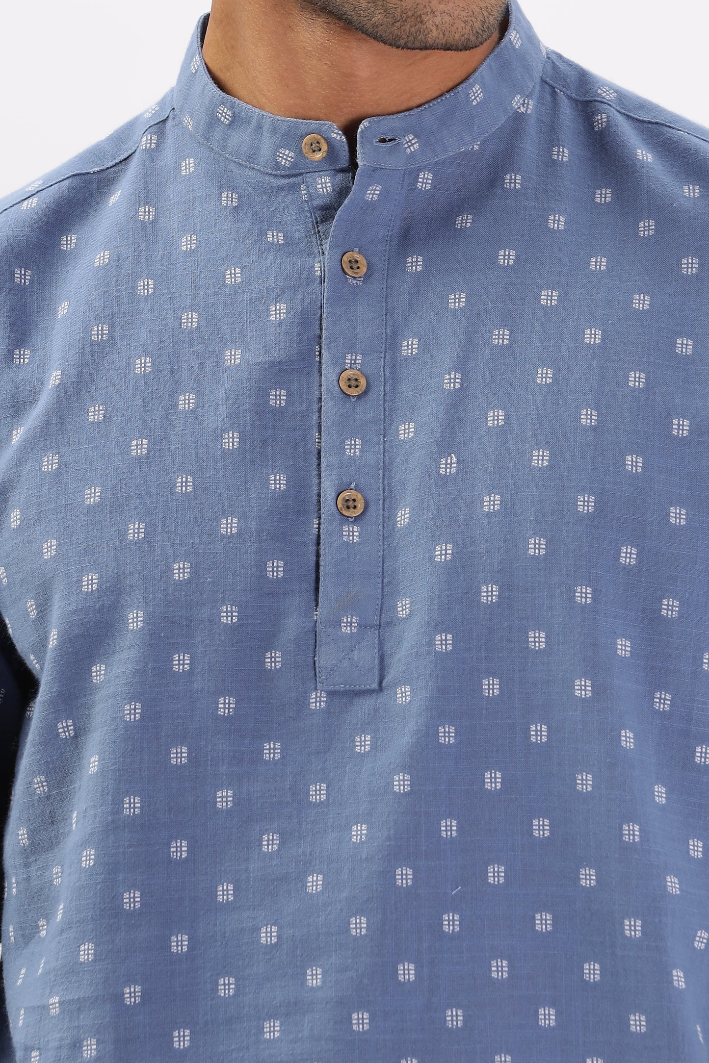 Uri Blue Dobby Short Kurta