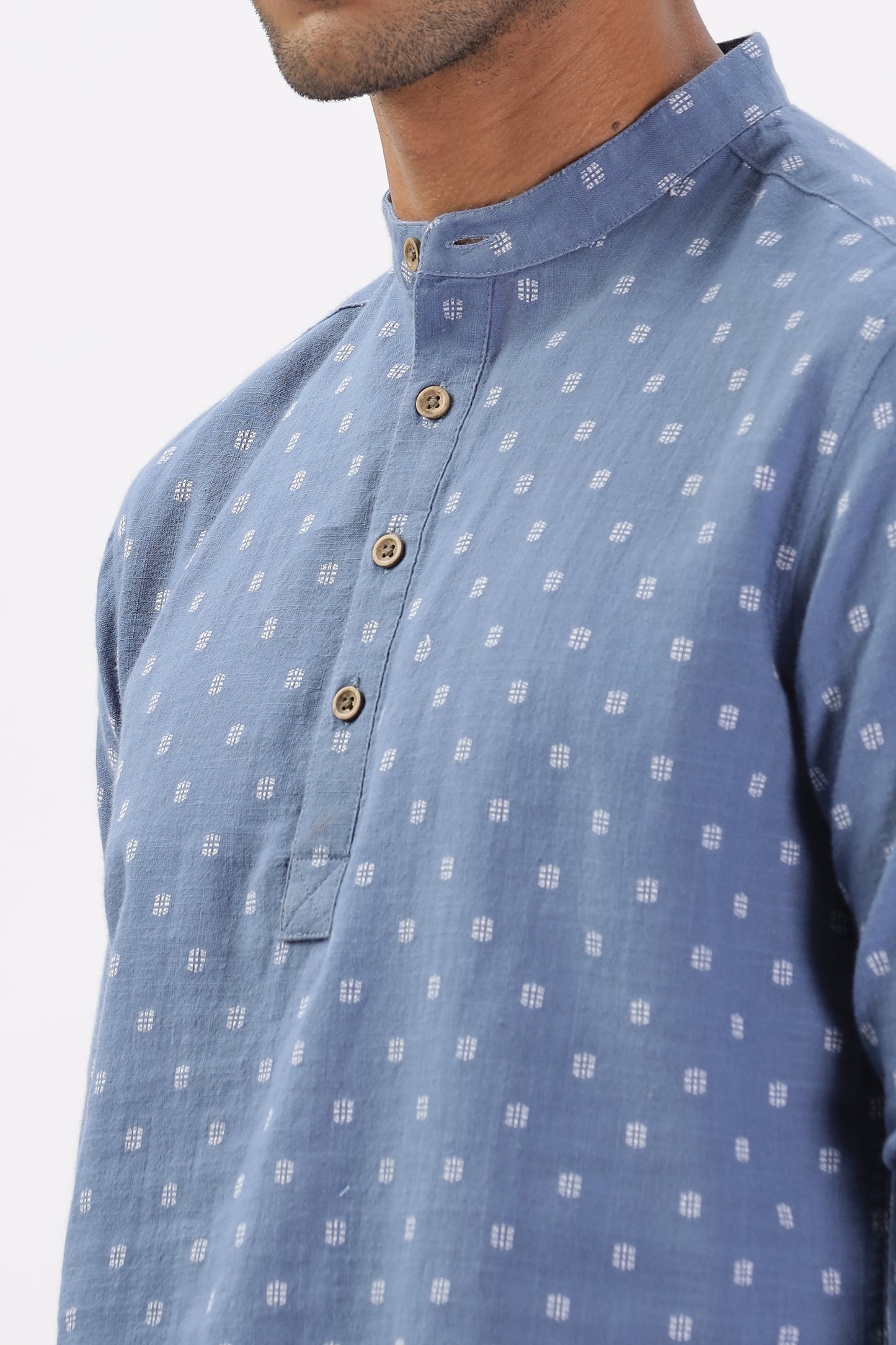Uri Blue Dobby Short Kurta