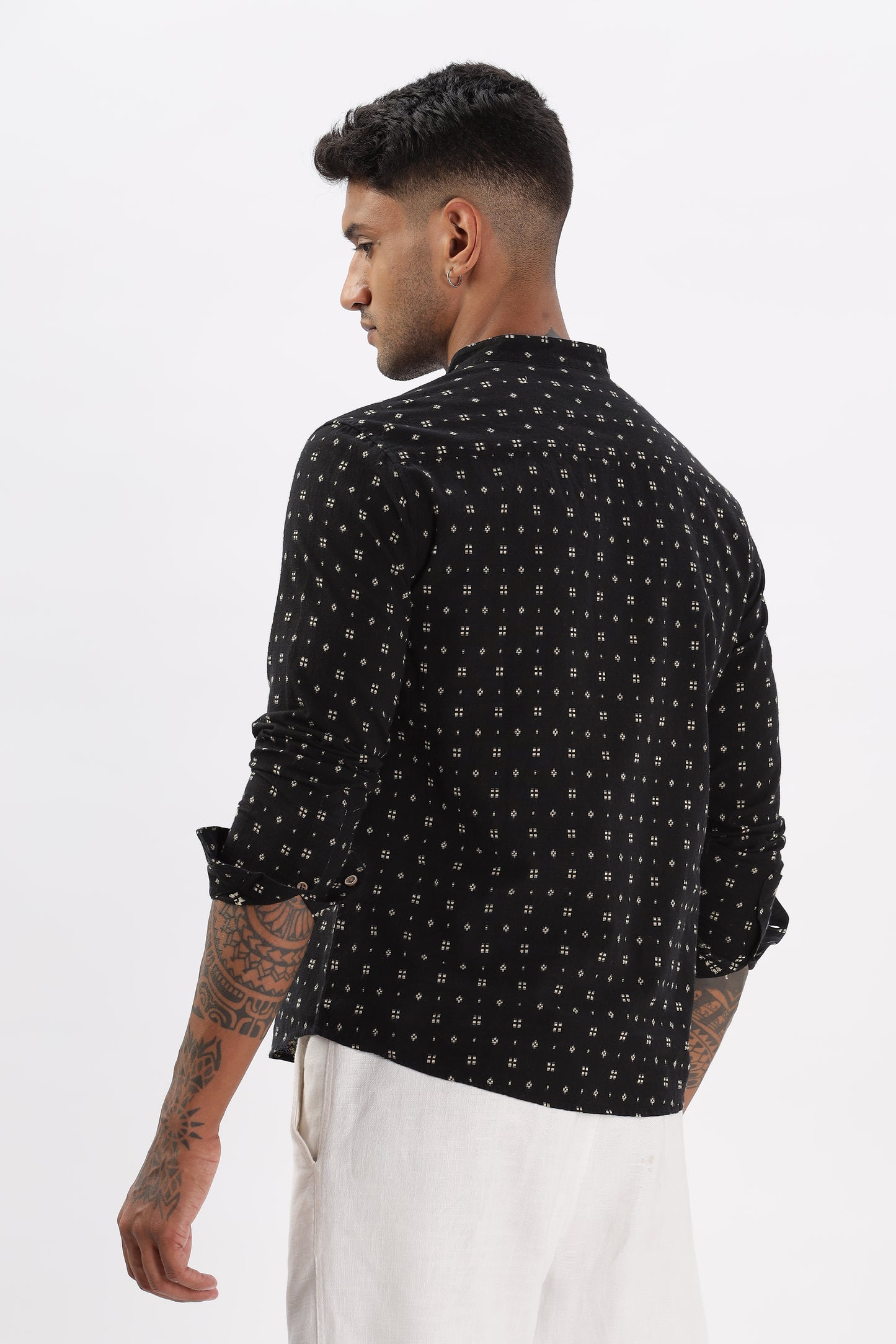 Uri Black Dobby Short Kurta