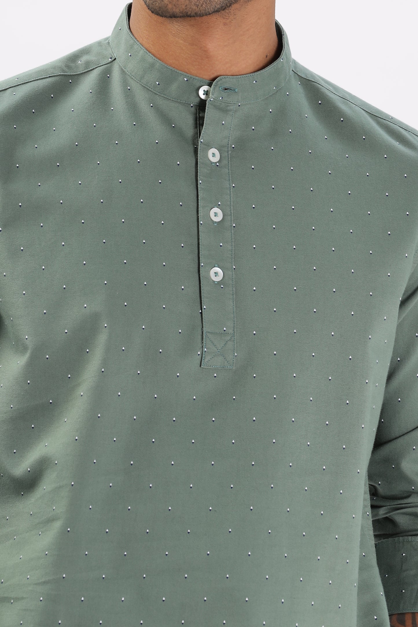 Uri Green Micro Print Short Kurta