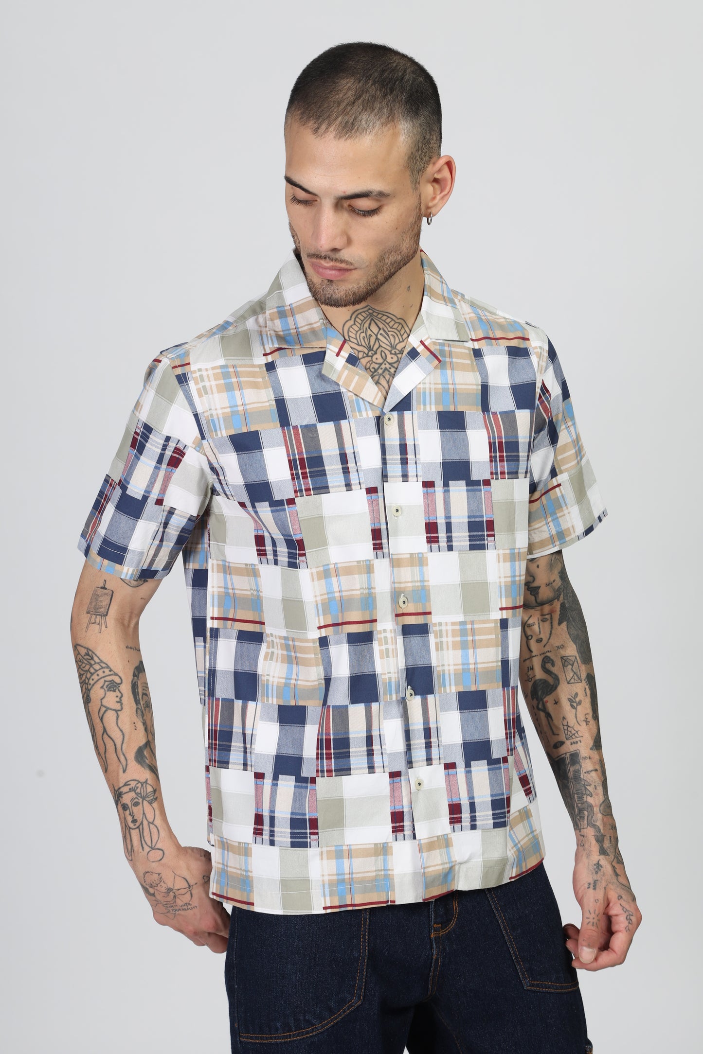 Uri Patch Work Multicolor Half Sleeve Shirt